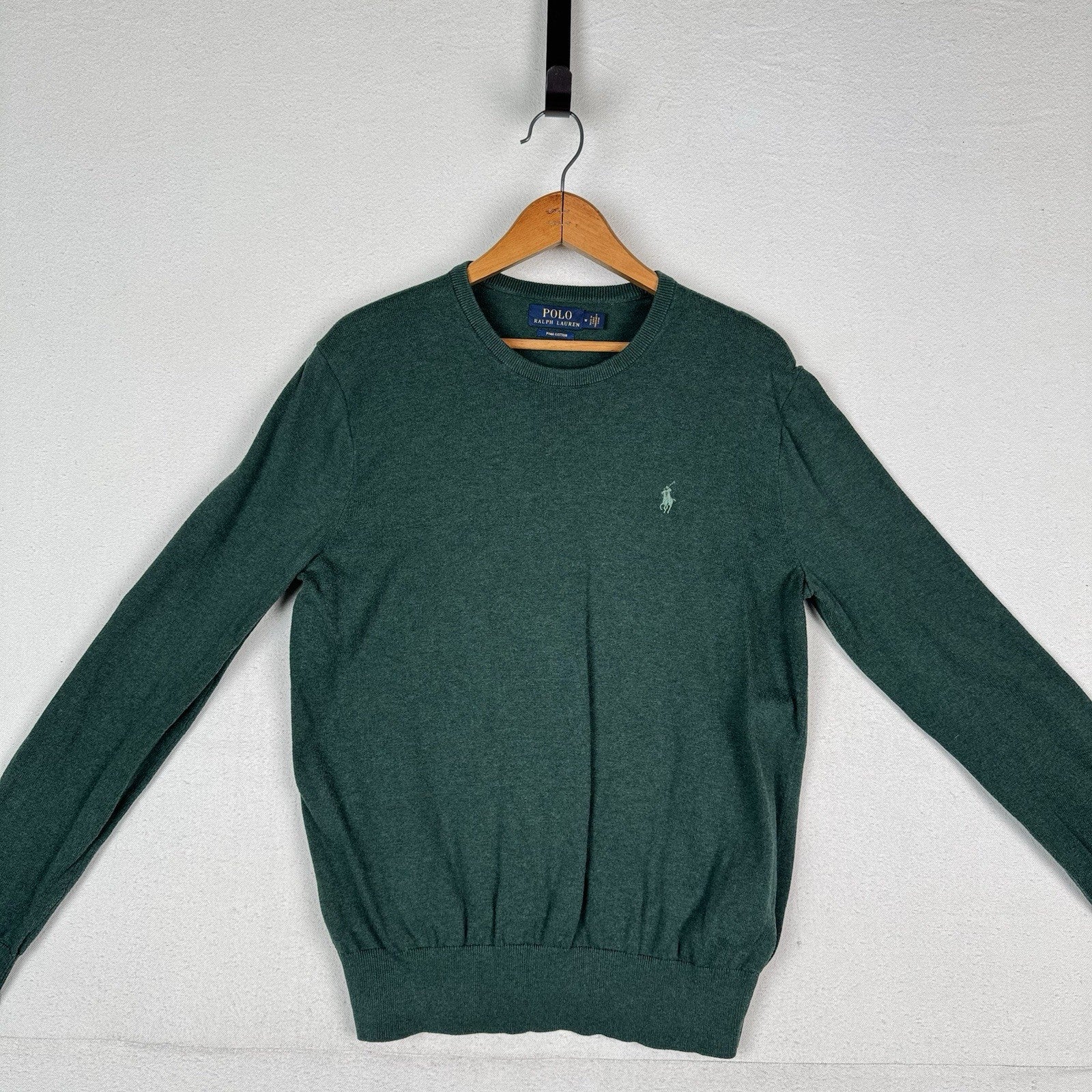 Polo Ralph Lauren Men’s Green Pima Cotton Pullover Sweater Crewneck Medium