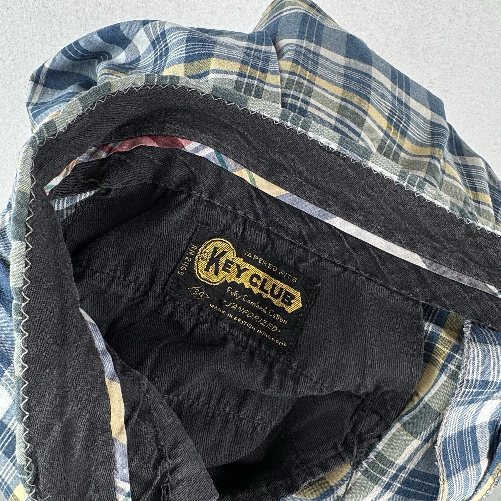 50s 60s Vtg Key Club Sanforized Madras Shorts Mens 32x8 Golf Tapered Fit