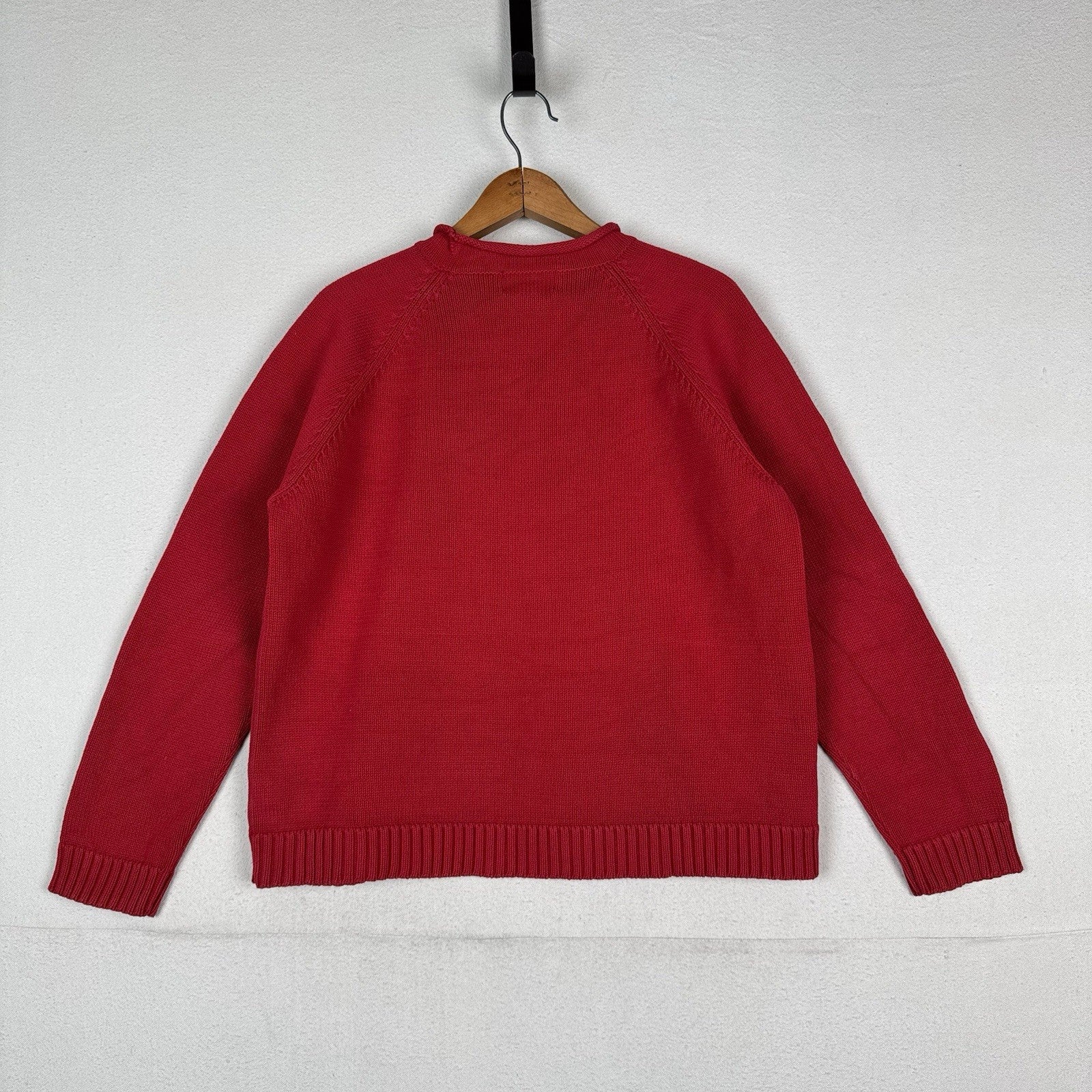 Lauren Ralph Lauren Women’s Red Roll Neck Sweater Cotton Knit Raglan Large