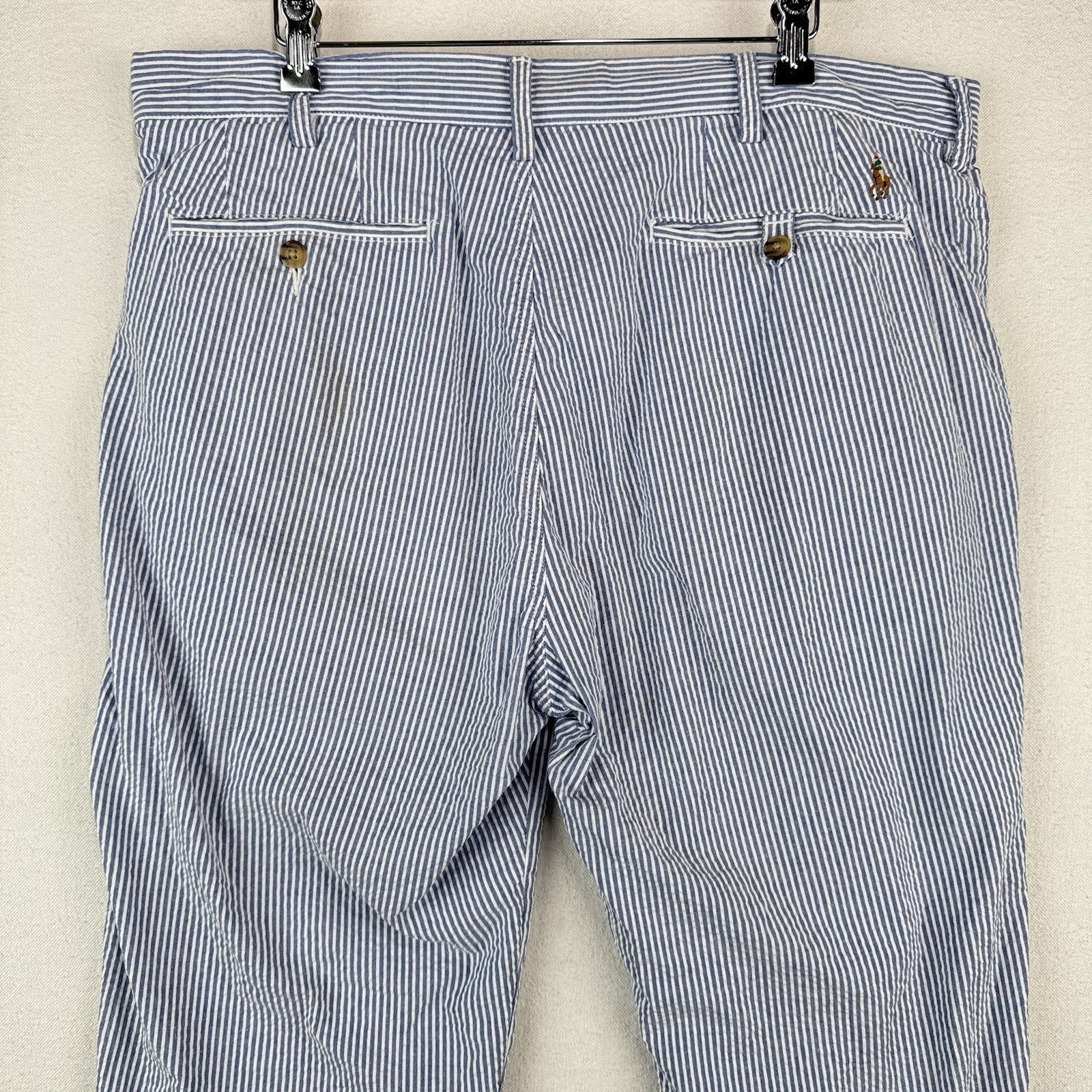 Polo Ralph Lauren Seersucker Stretch Straight Fit Pants 36x30 Flesh Pony *Read