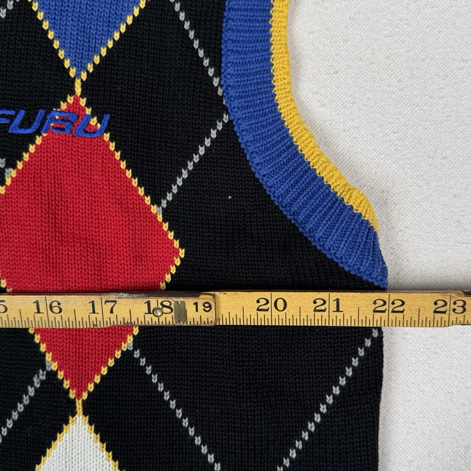 Vintage Fubu Argyle Sweater Vest Black Mens’s Size Large