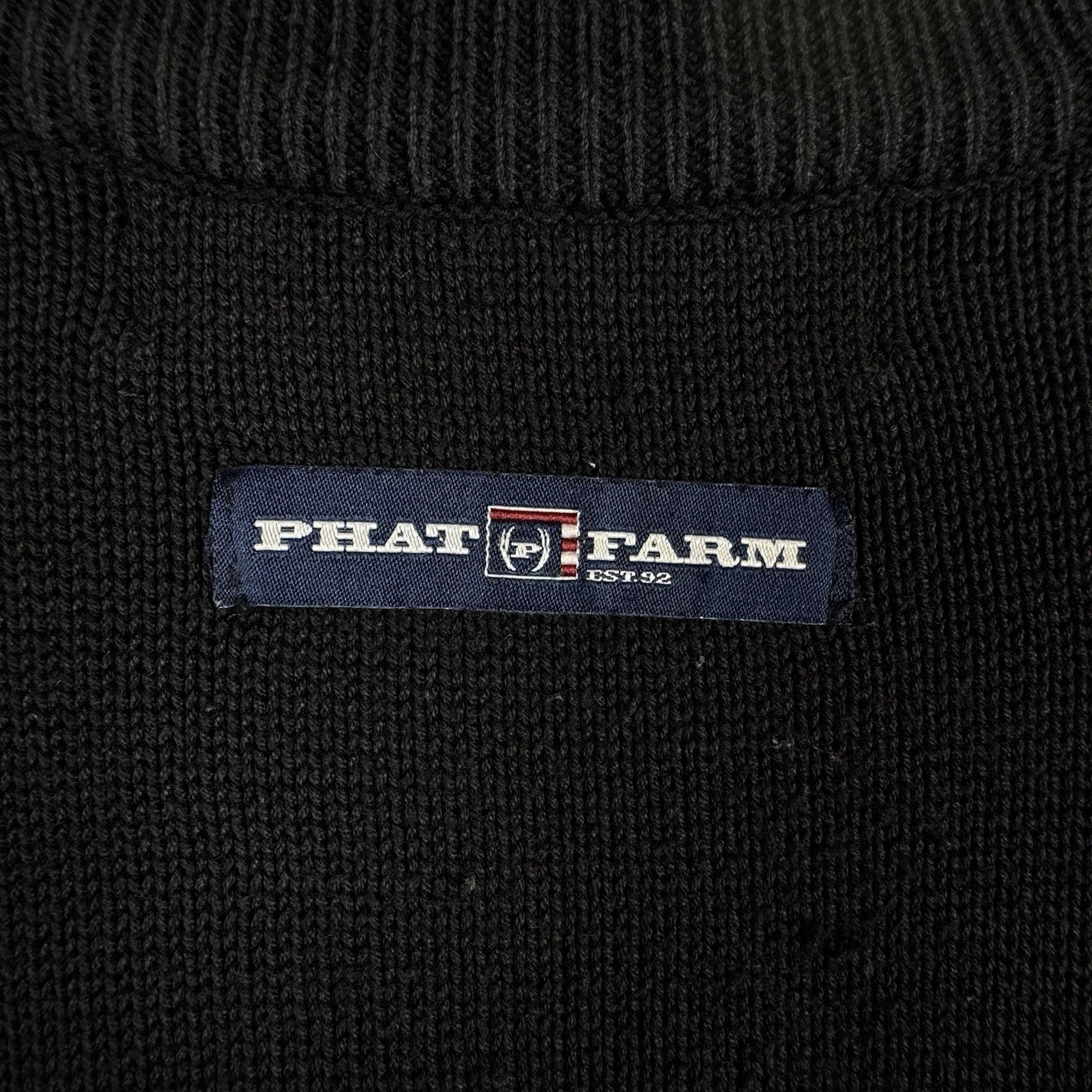 Vintage Phat Farm Crewneck Pullover Sweater Size 2XL Y2K Black Gray Red