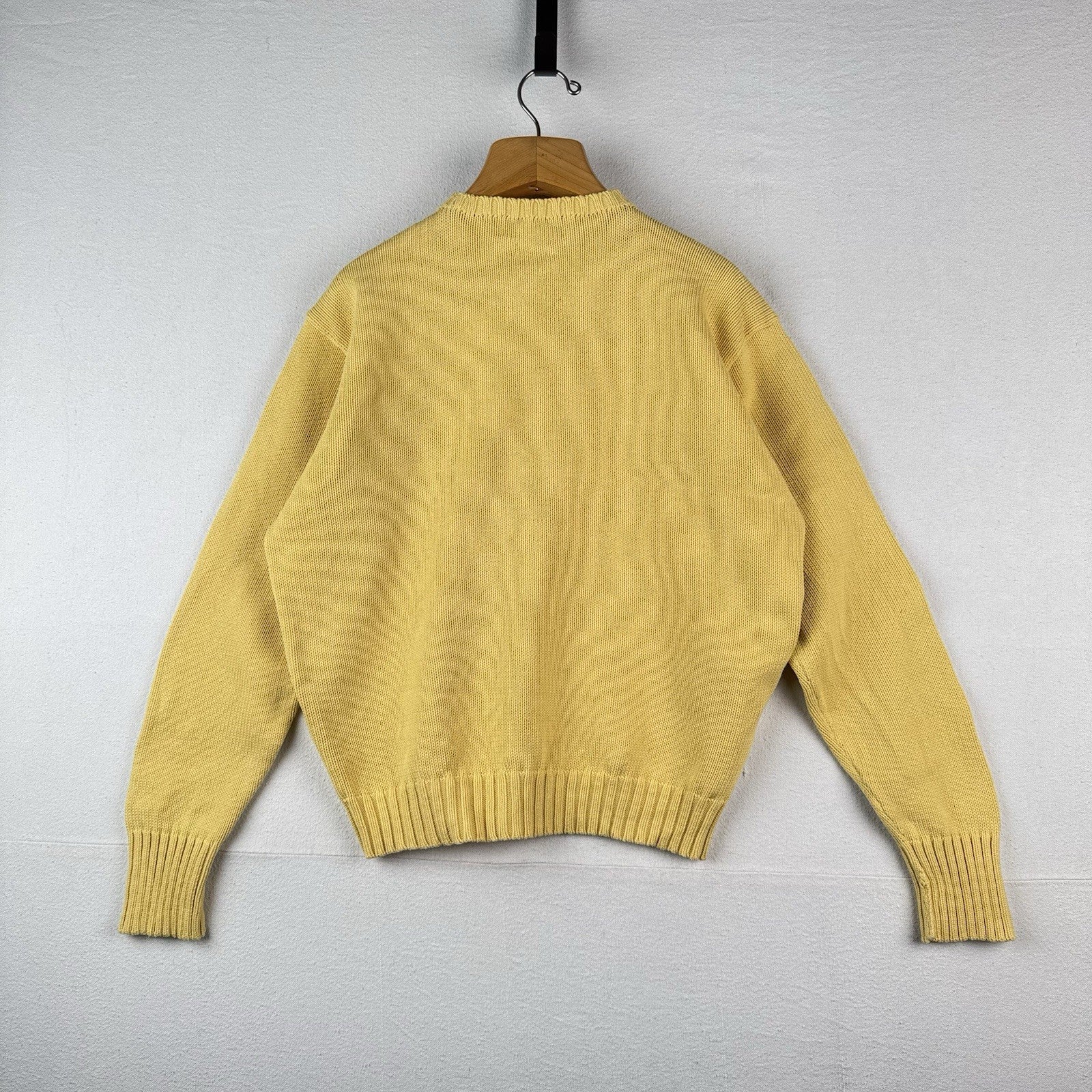 90’s Vtg Polo Ralph Lauren Sweater Men’s Large Pale Yellow Knit Cotton *Read