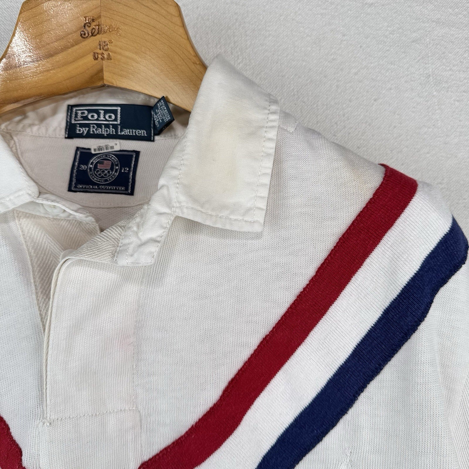 2012 Vtg Polo Ralph Lauren US Olympic Chevron Rugby Chariots Fire Custom Fit XL