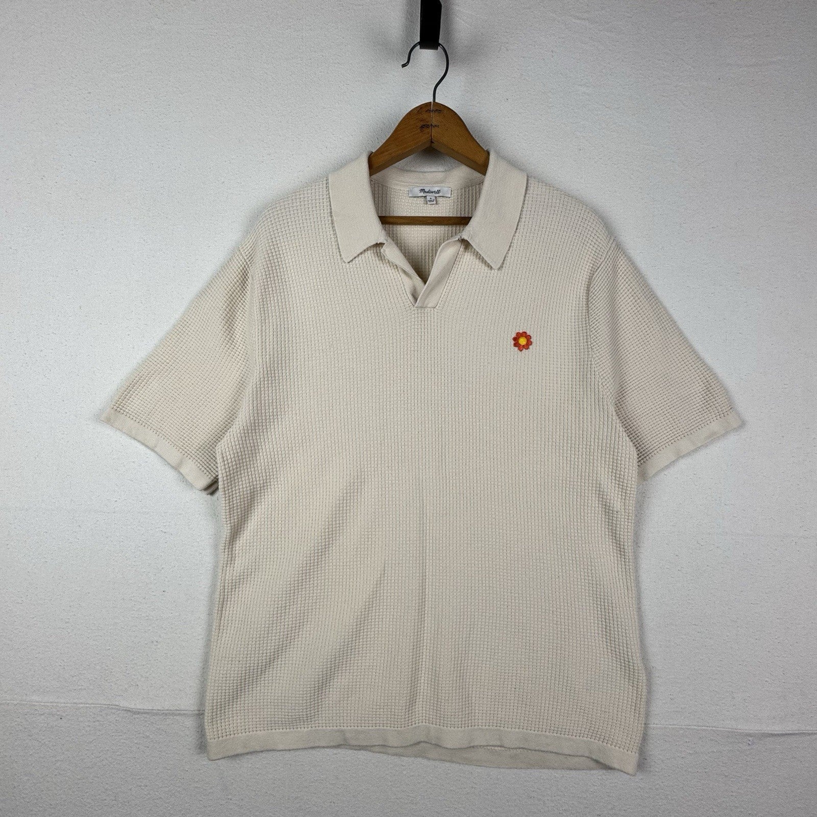 Madewell Men’s Johnny Collar Waffle Knit Polo Sweater Size Small 100% Cotton