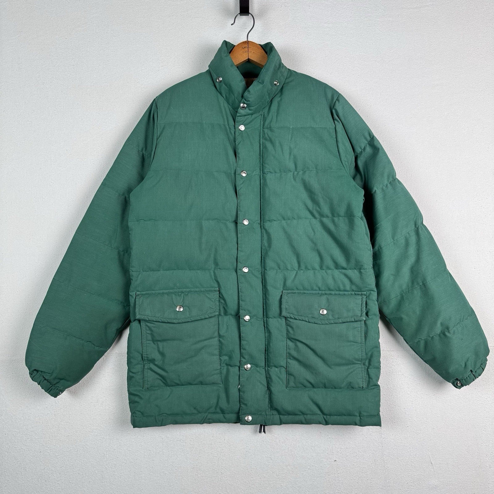 Vintage 70s REI Expedition Down Insulated Parka Mens L Green Zip Puffer Coat USA