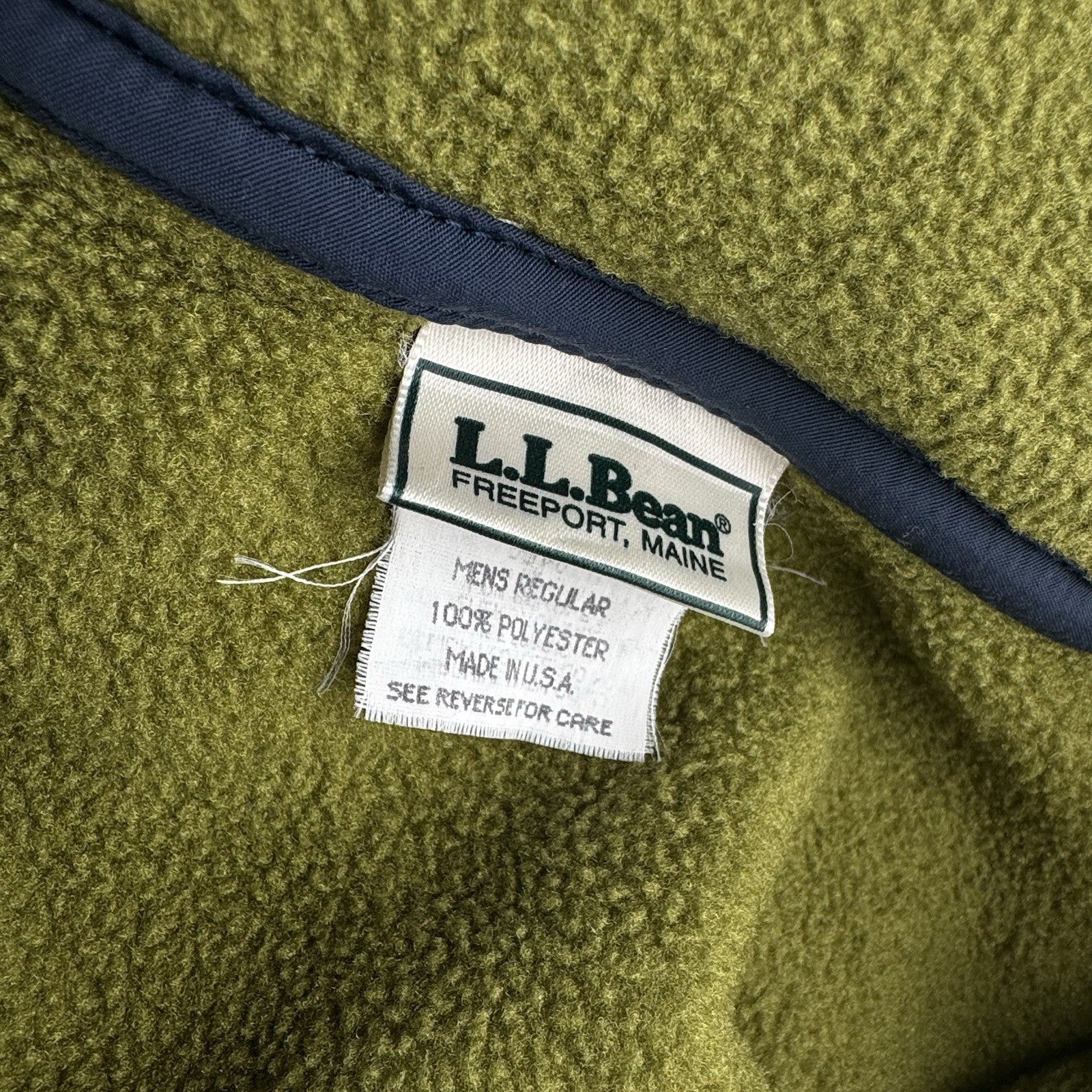 90’s Vtg LL Bean Snap Fleece Pullover Men’s Large Sage Green Jacket Cursive USA