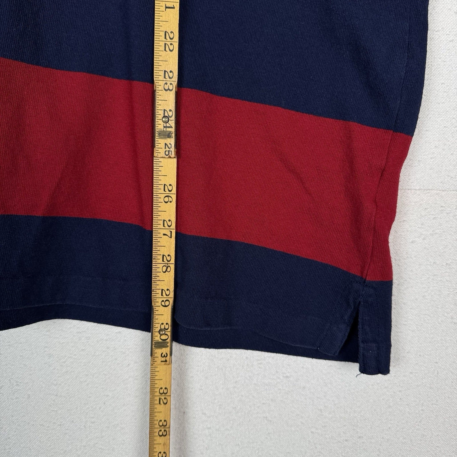 Polo Ralph Lauren Men's Navy/Dark Red Stripe Classic Fit Rugby Polo Shirt XL