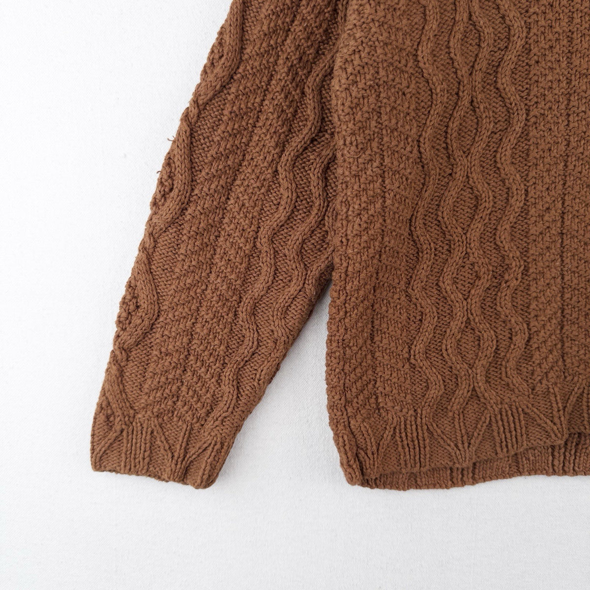 Cambridge Dry Goods Brown Cable Knit Wool Shawl Collar Sweater Women’s Small
