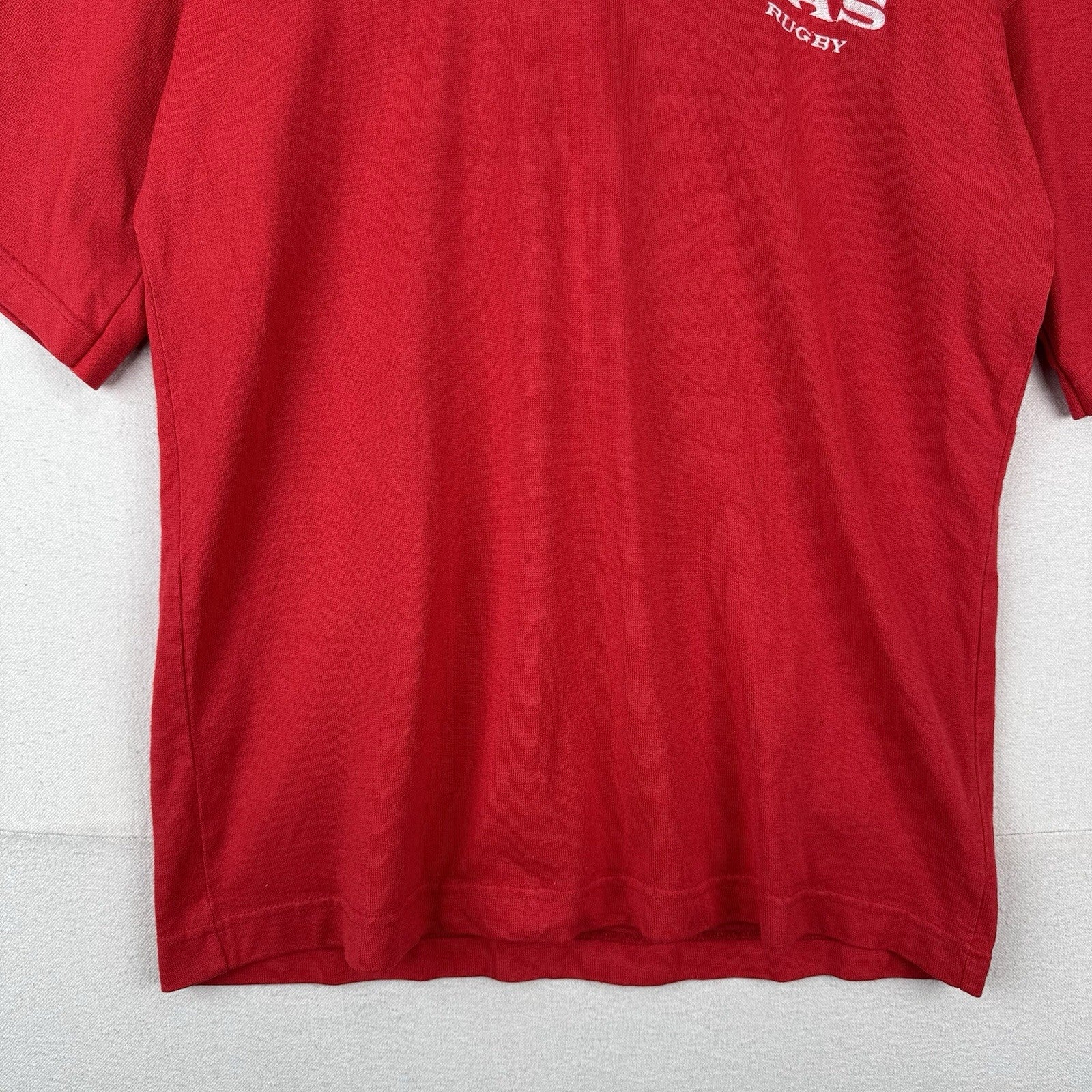 80’s Vtg Canterbury South Africa SAS Rugby Polo Shirt Red White Collar #25 Men L