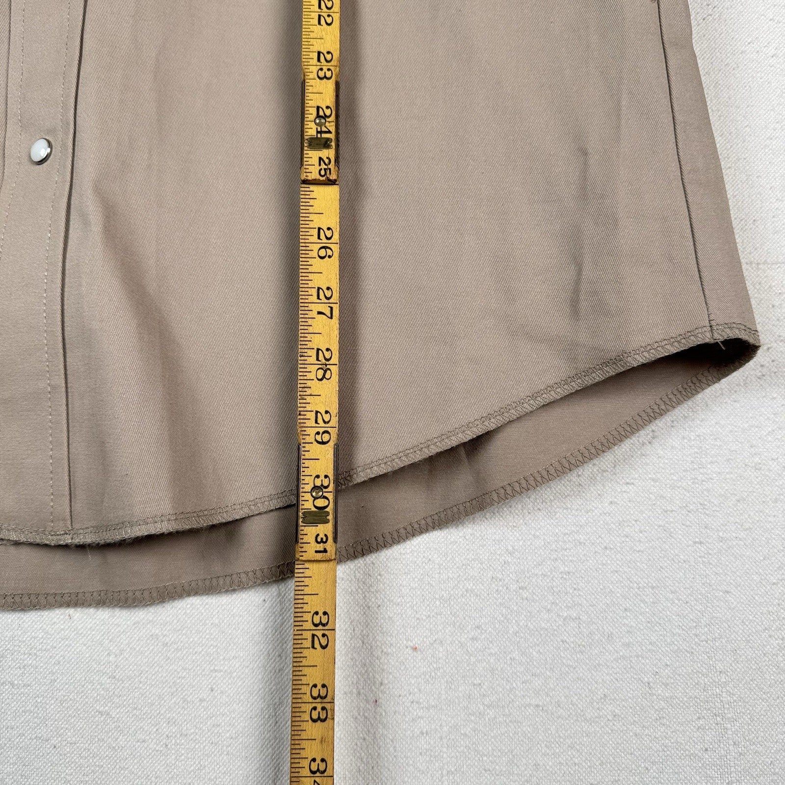 NWT Wrangler Mens Large Western Shirt Beige L/S Pearlsnap Cowboy Work Wear Shirt