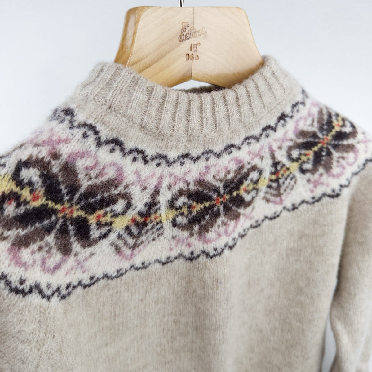70’s Vtg Isles Knit Shetland Wool Sweater Women’s L Fair Isle Made In Scotland
