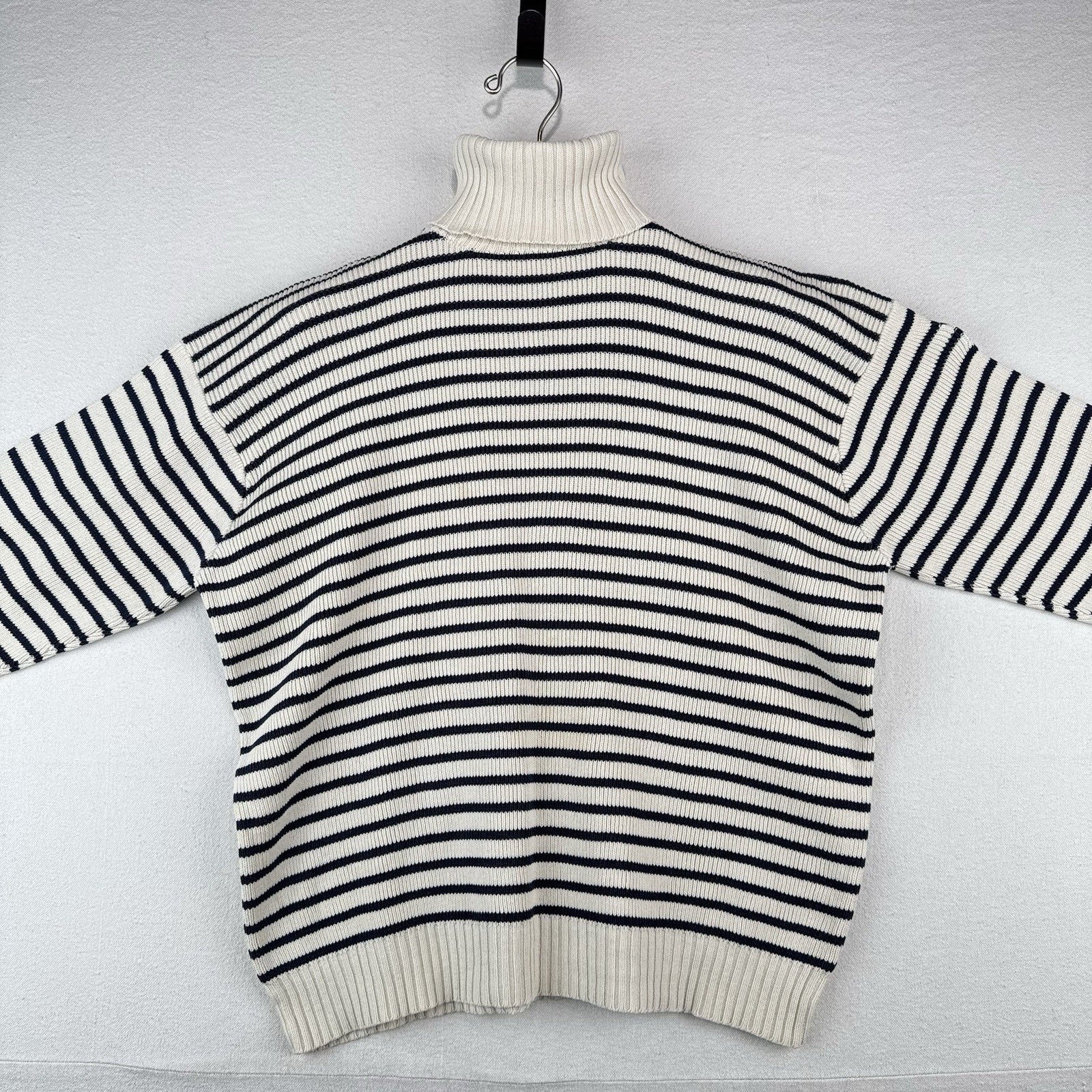 Ralph Lauren Nautical Striped Turtleneck Sweater Navy Blue White Women’s Medium