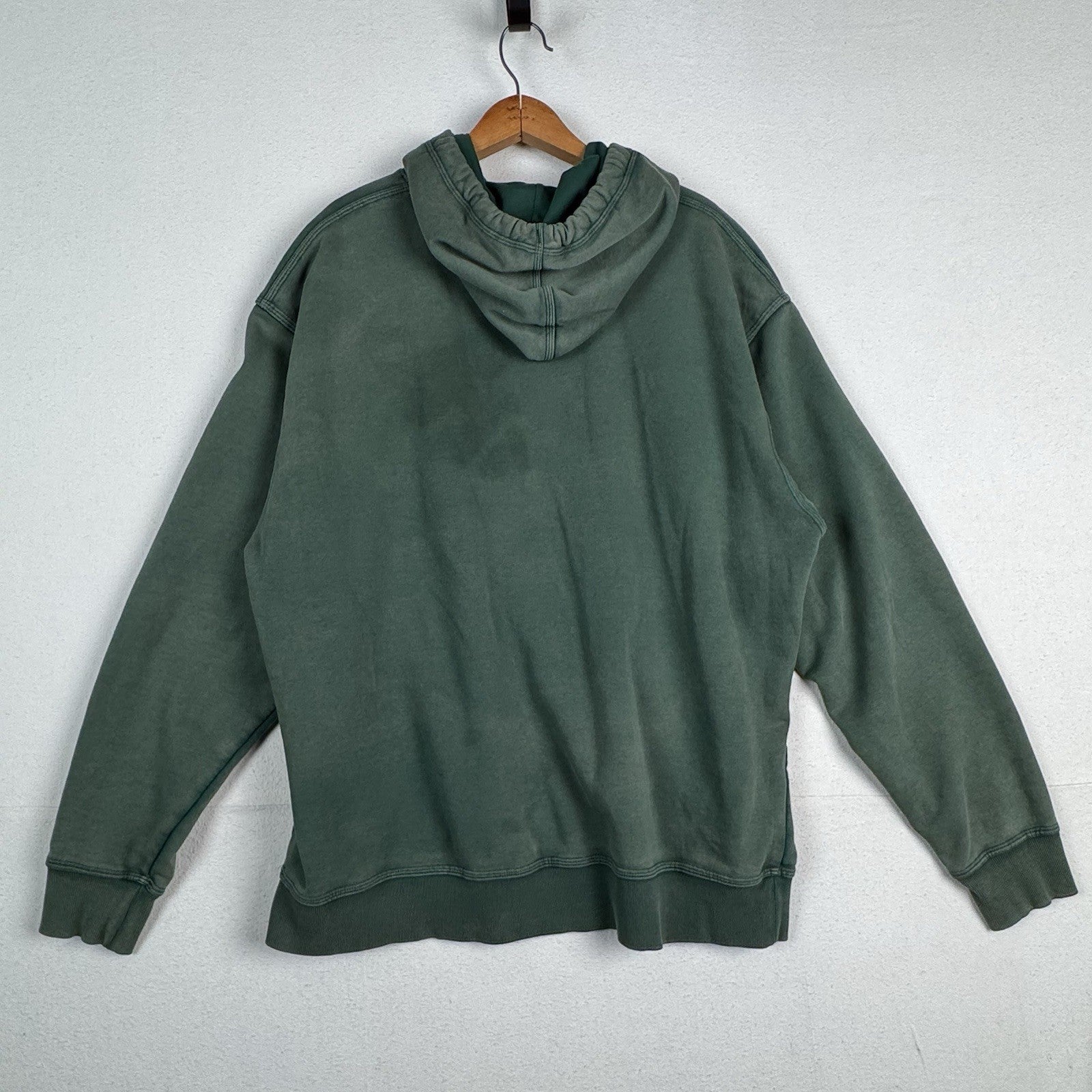 Men's Champion Soft Green Vintage Wash Varsity Graphic Hoodie Size XL