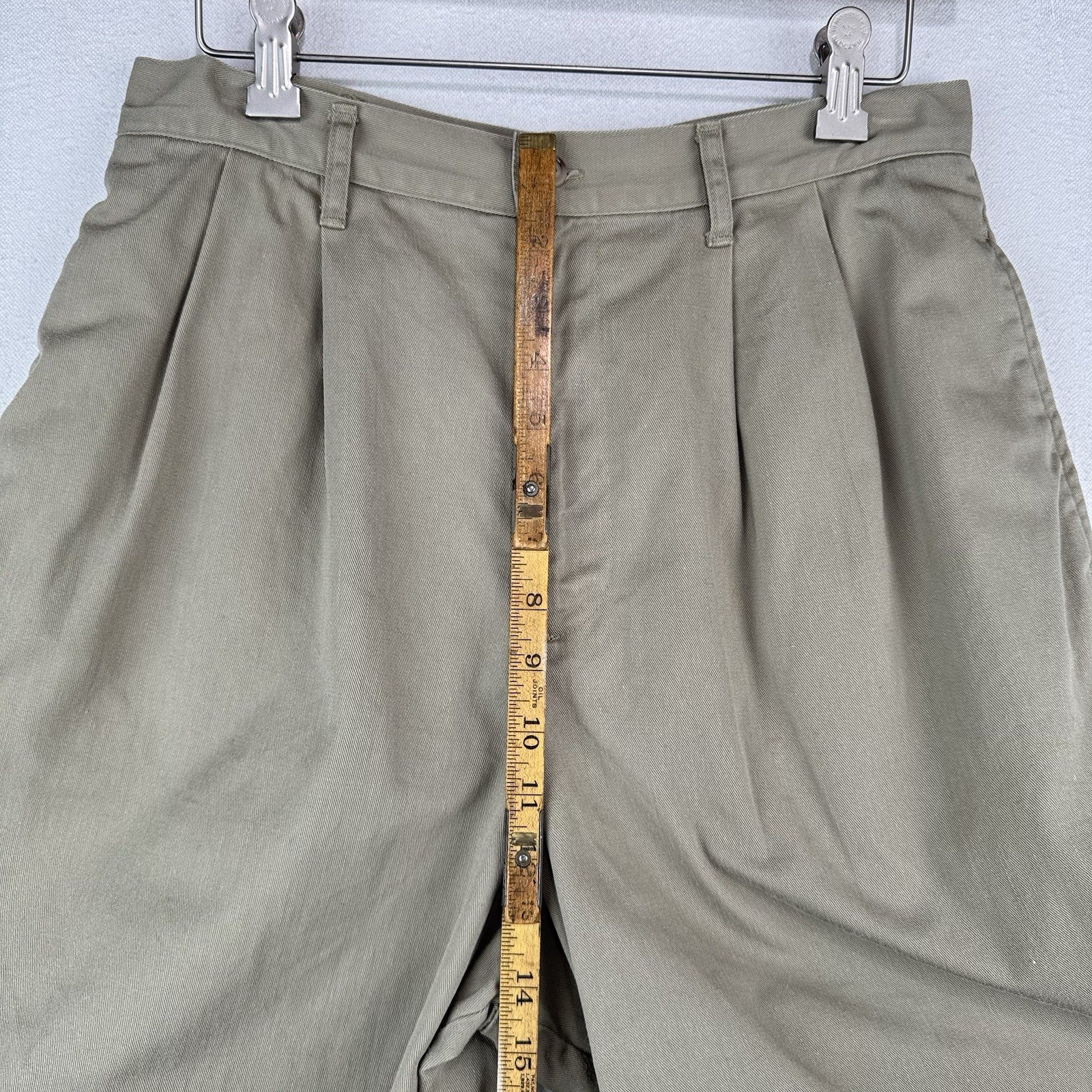 80’s Vtg Ralph Lauren Khaki 7” Shorts Women’s 10 Pleated High Waist USA Union