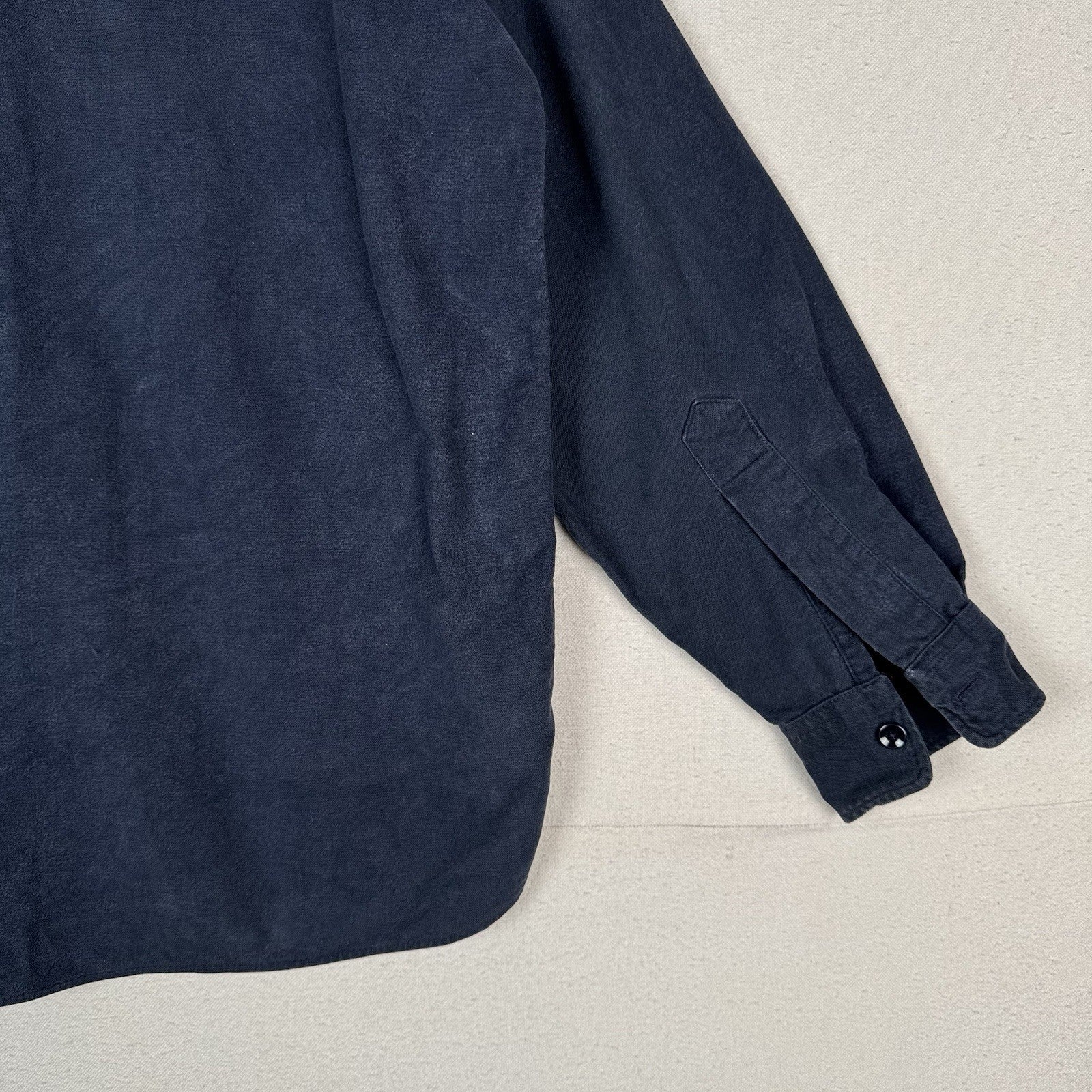 Vintage 90s LL Bean Mens XL 16.5 Blue Chamois Flannel Thick Guide Shirt Made USA