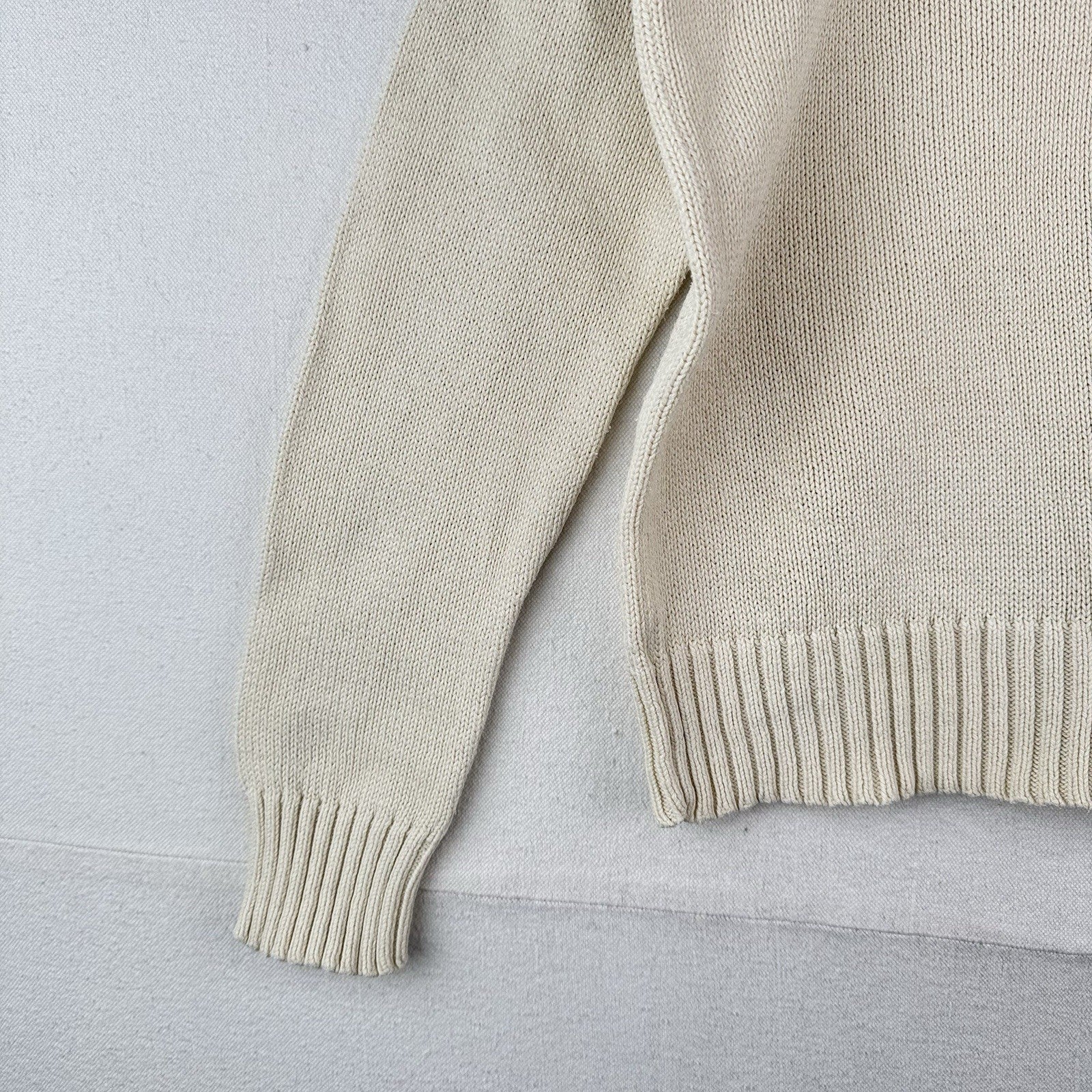 90's Vintage Polo Ralph Lauren Sweater Men's M Cream Beige Pima Cotton Crewneck