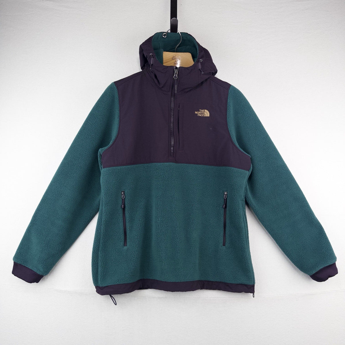 The North Face Women's Medium Denali Fleece Hoodie Pullover 1/4 Zip Green Purple
