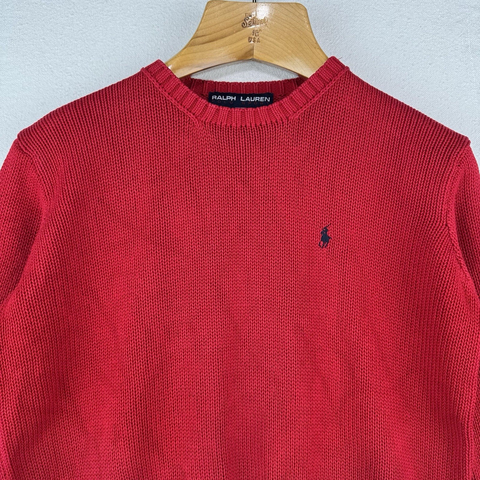 Vintage Ralph Lauren Polo Sport Men’s S 100% Cotton Crewneck Sweater Red
