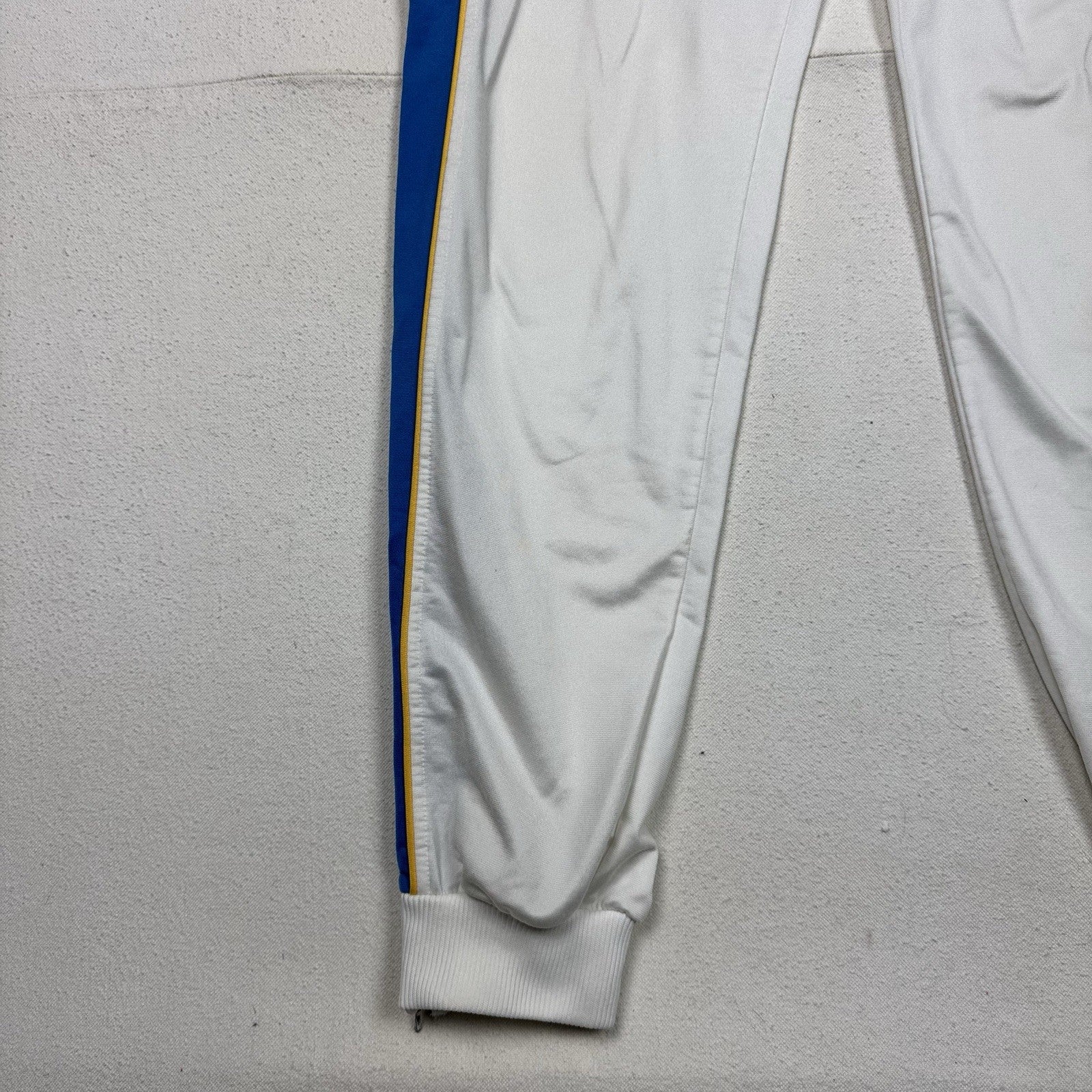 Vintage 80’s Puma Track Pants Embroidered Logo White Blue Yellow