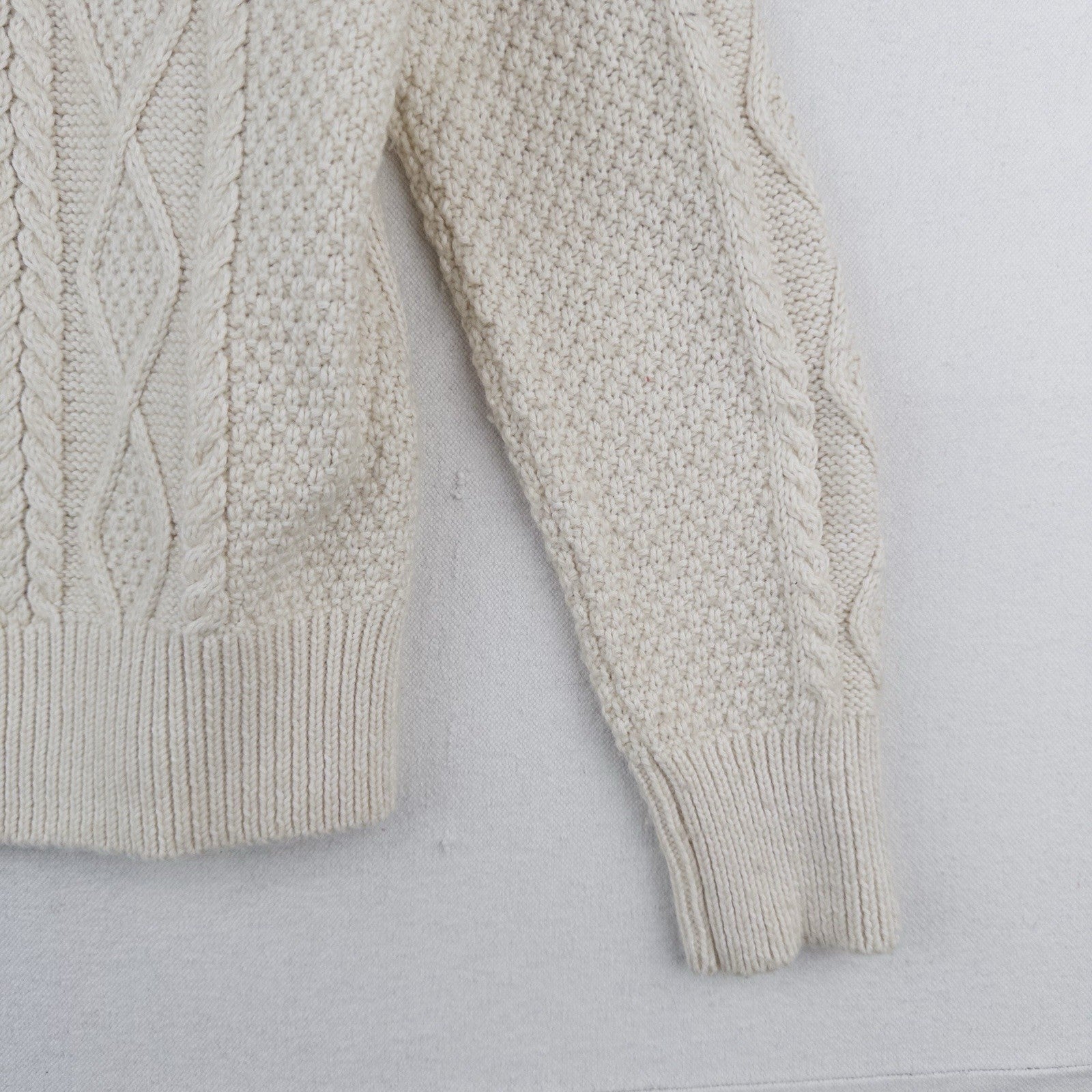 Polo Ralph Lauren Cream Cable Knit Fisherman's Sweater Women’s XS Side Vents