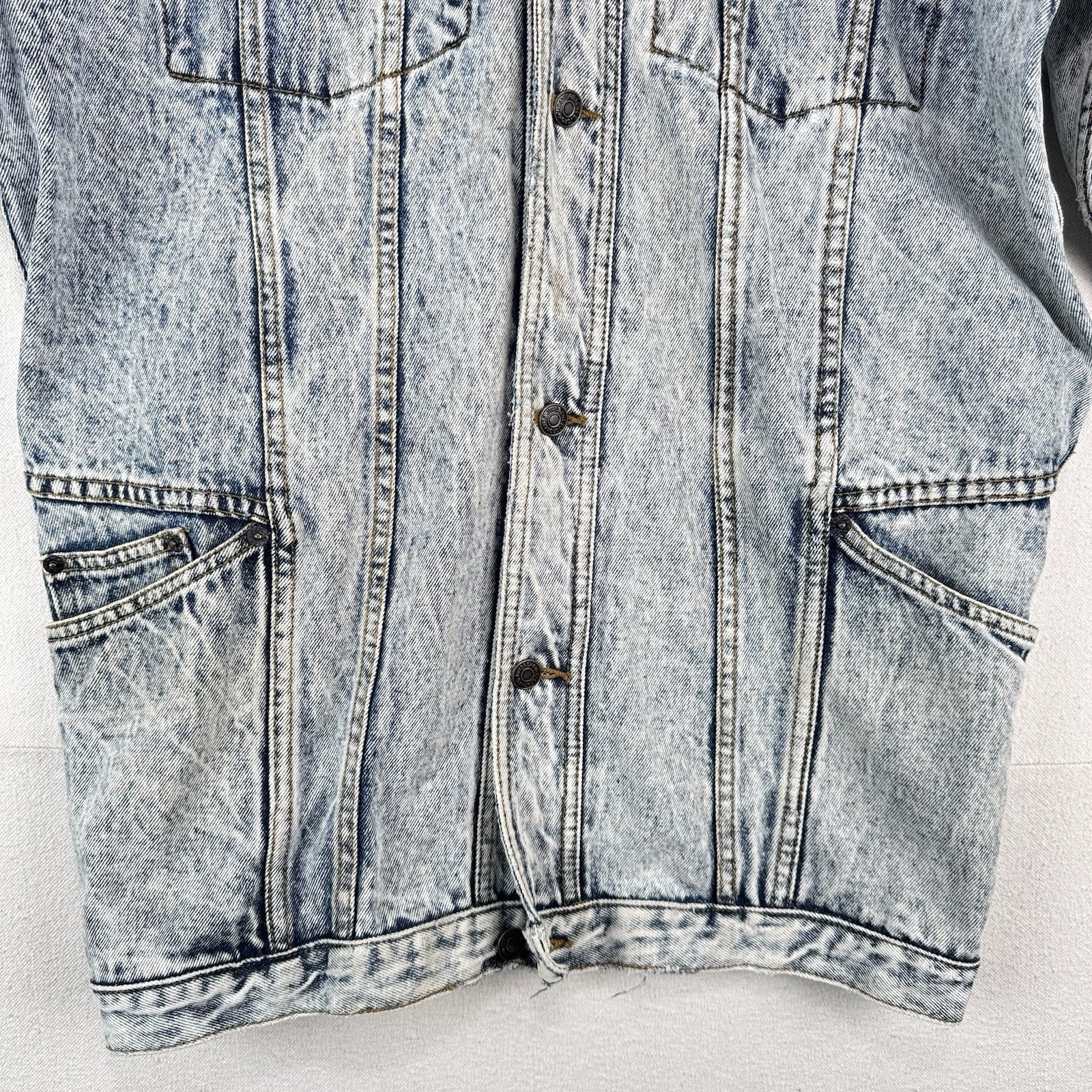 80s Vtg Jordache Acid Wash Light Blue Denim Jacket Long 3/4" Sleeve Women's S
