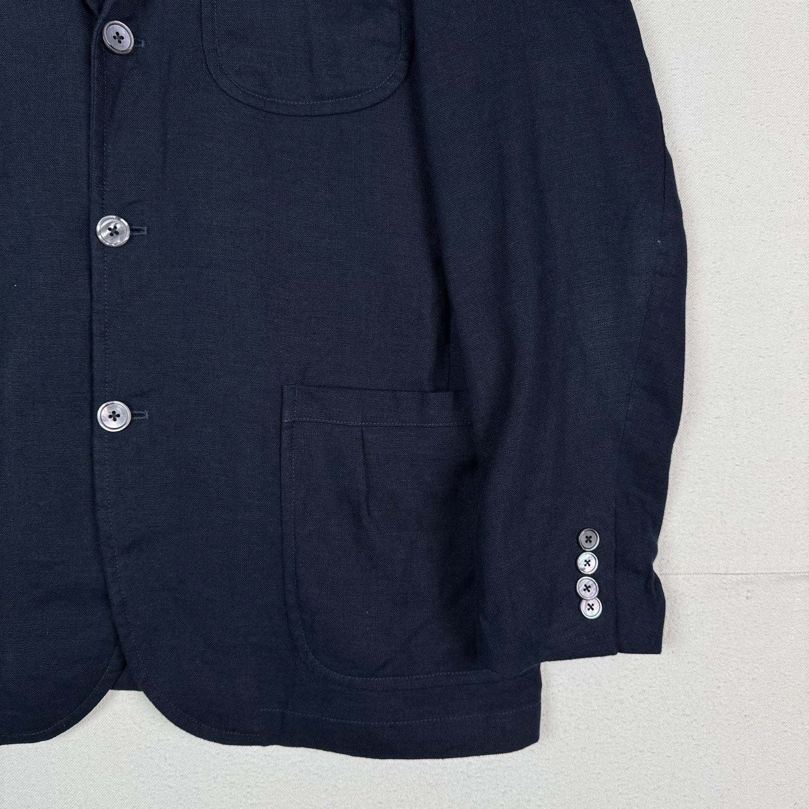 Polo Ralph Lauren Blazer Men 42R Navy Blue Linen Sport Coat Jacket Unstructured