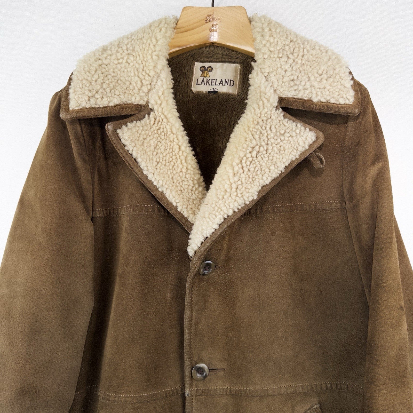 60’s Vtg Lakeland Suede Shearling Rancher Jacket Sherpa Collar Men’s 40 Long USA
