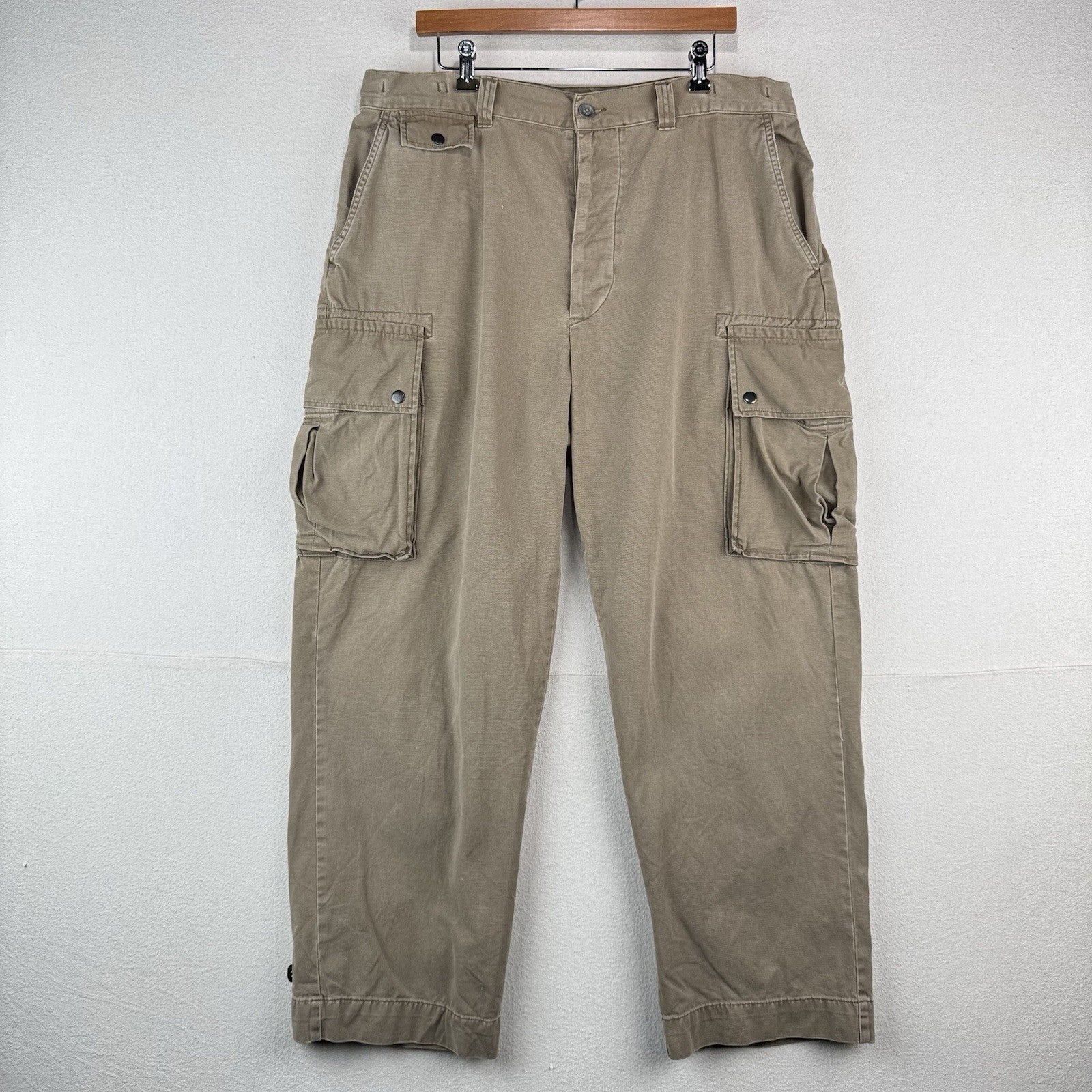 90s Vtg Polo Ralph Lauren Pants Cargo 67 Chino Mens 40x30 Brown Button Fly