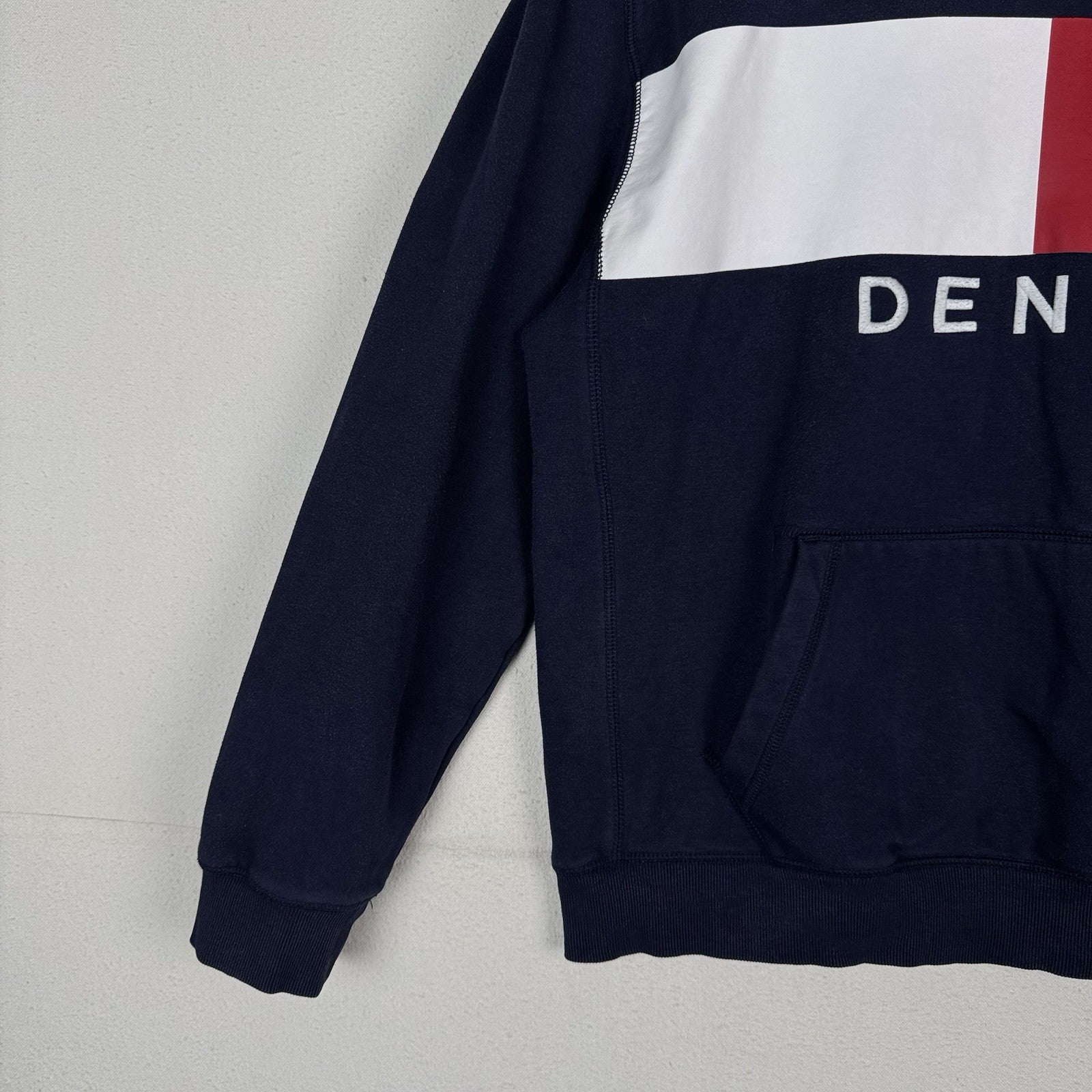 Tommy Hilfiger Men's Flag Logo Spell Out Hoodie Sweatshirt Blue XXL 2XL