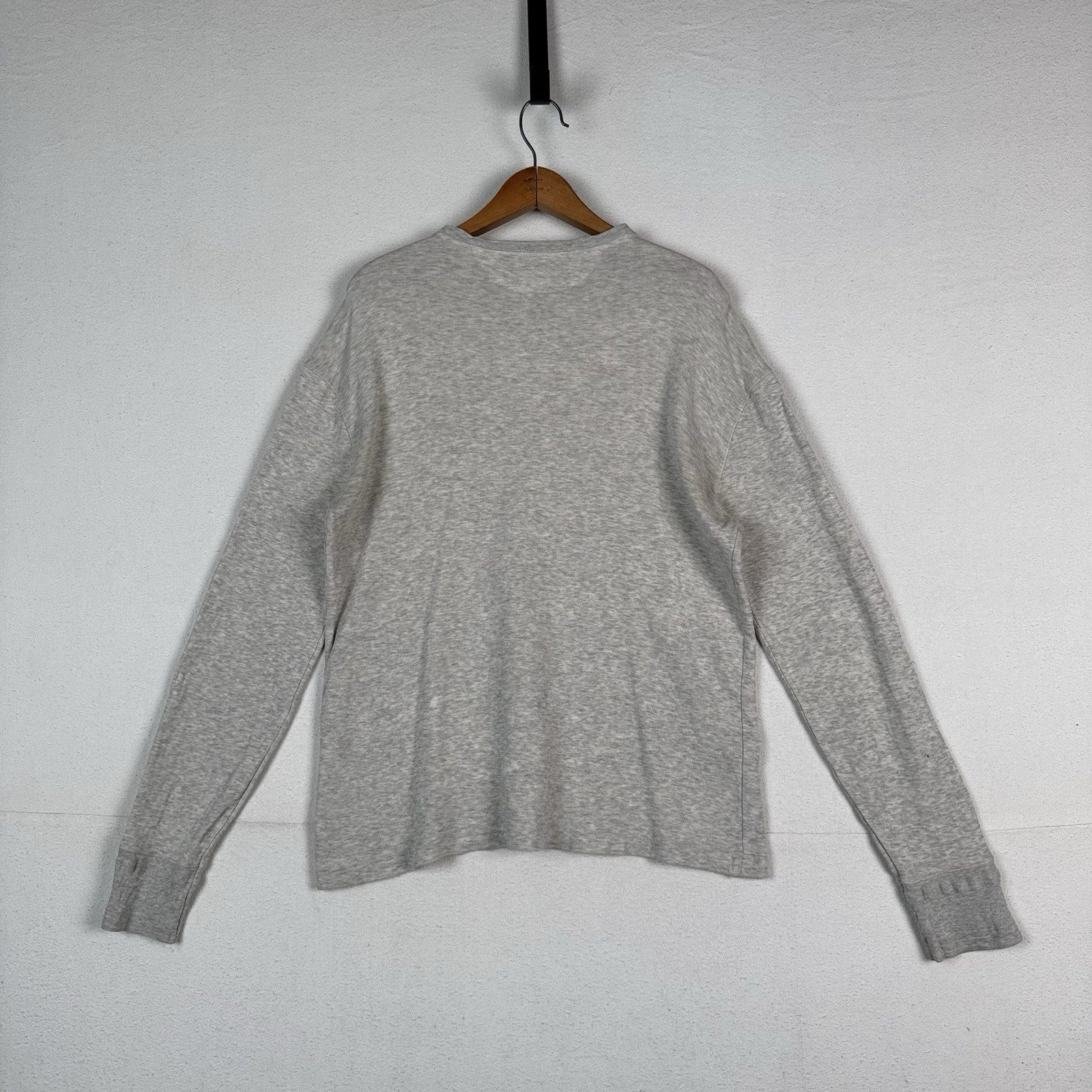 Vintage Polo Ralph Lauren Shirt Mens L Heather Gray Henley Long Sleeve Thermal
