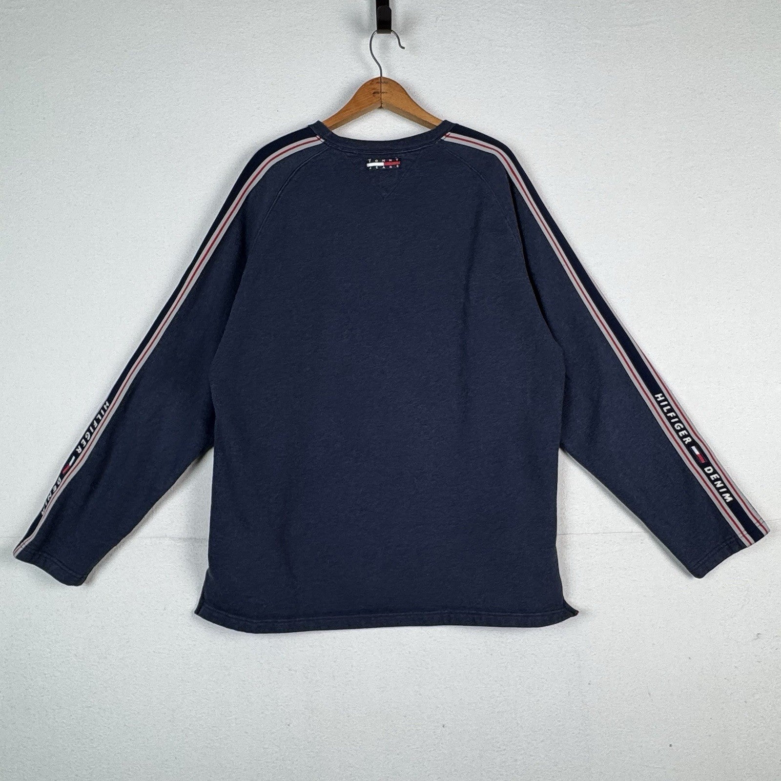 Vtg Tommy Hilfiger Denim Blue Chainstitch Crew Sweatshirt Size 2XL XXL 90s Y2K