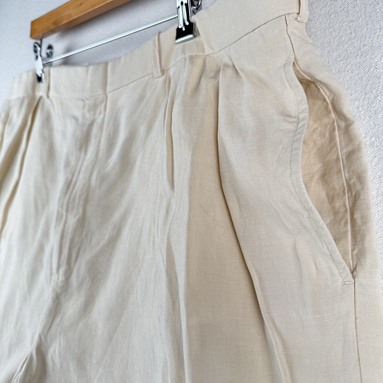 Vintage Polo By Ralph Lauren Linen Silk Shorts Mens 42 Beige Pleated Chino 8"