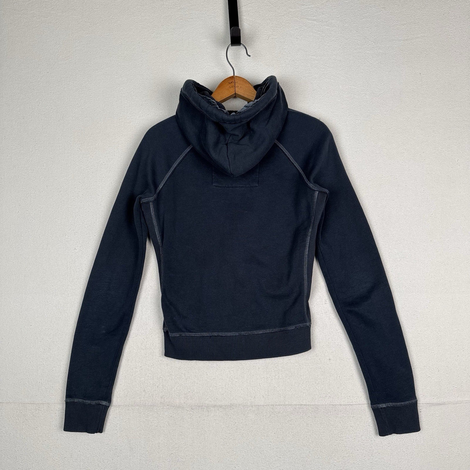 Vintage Abercrombie Fitch A&F 1892 Women’s Medium Navy Blue Hoodie Zip Spellout