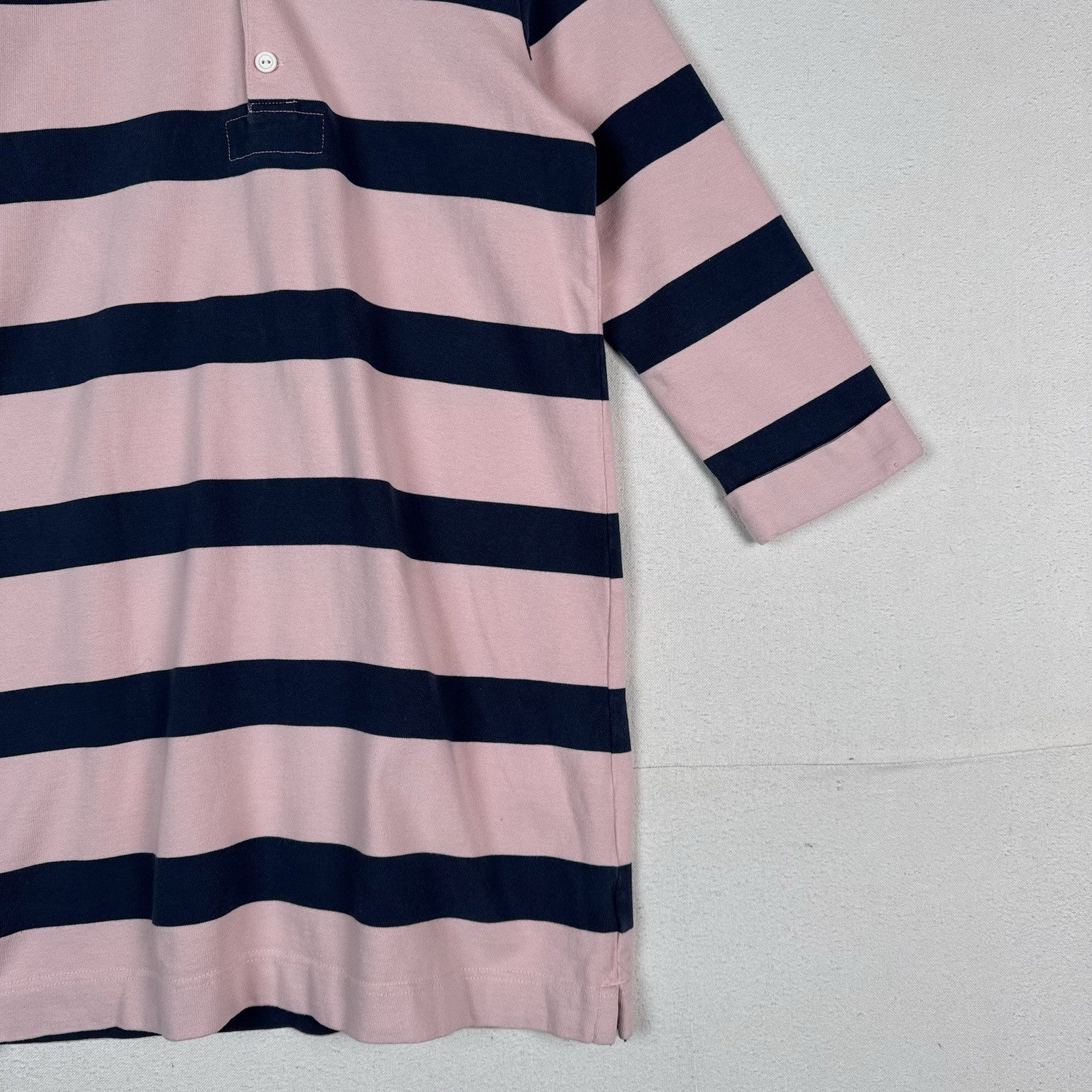 Abercrombie & Fitch Rugby Dress Woman’s Medium Blue Pink Stripe 3/4 Sleeve