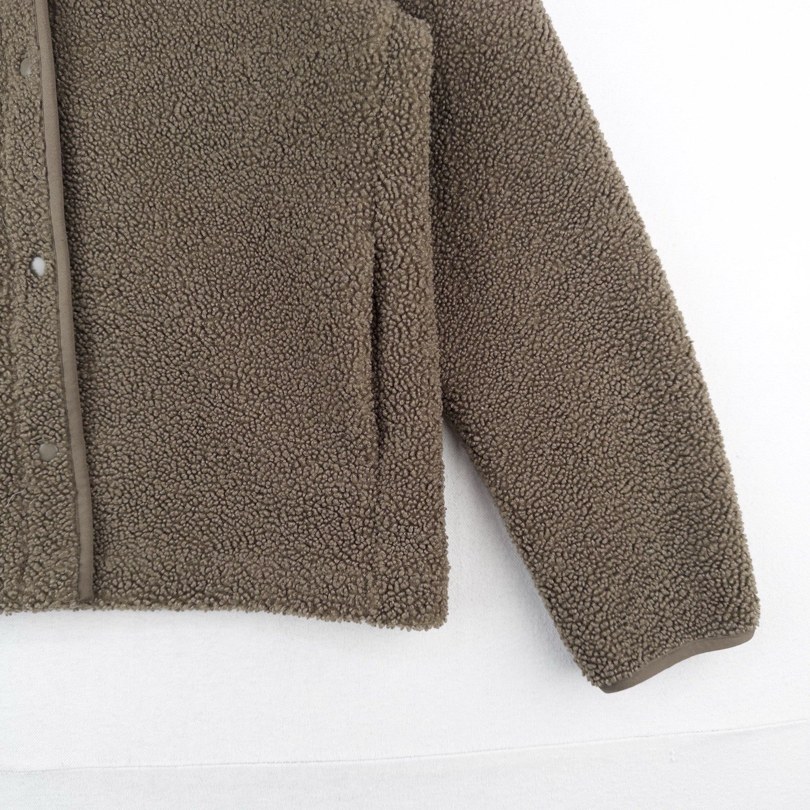 Uniqlo Pile Fleece Military Crew Cardigan Sweater Jacket Coffee Brown Small (38)