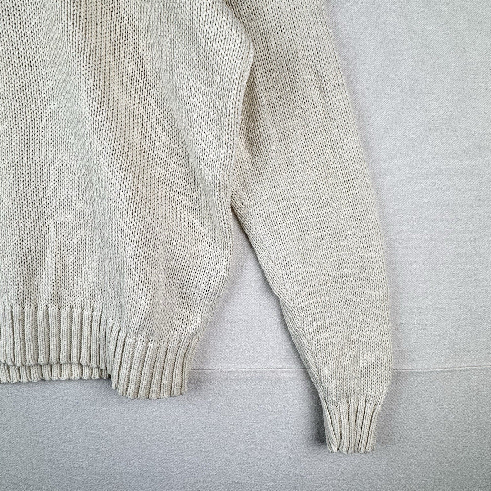 90’s Vintage Polo Ralph Lauren Sweater Men’s Large Ivory Linen Pullover