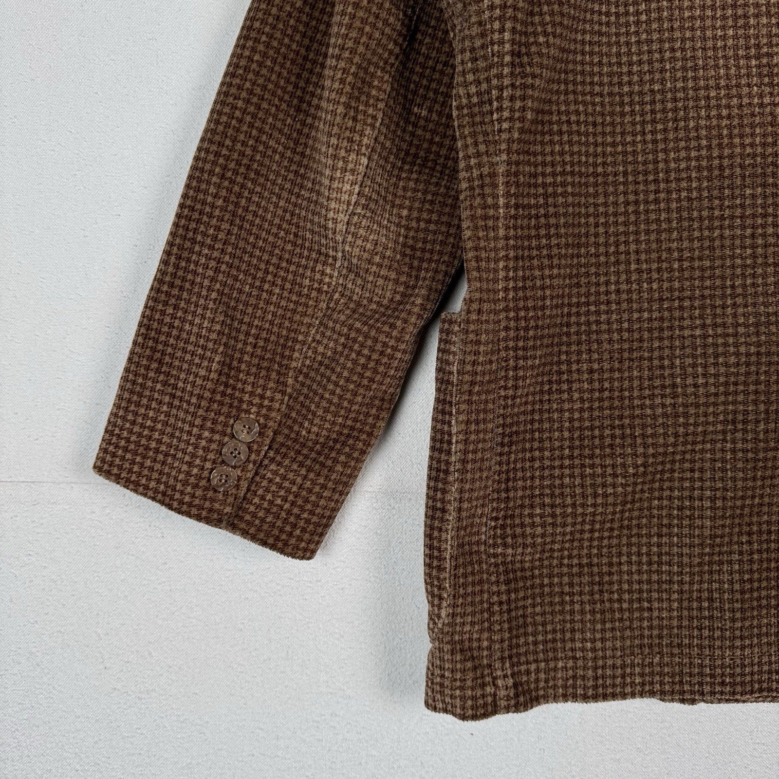 Vtg Armani Collezioni Fine Wale Corduroy Blazer Houndstooth Plaid Brown Men’s 40