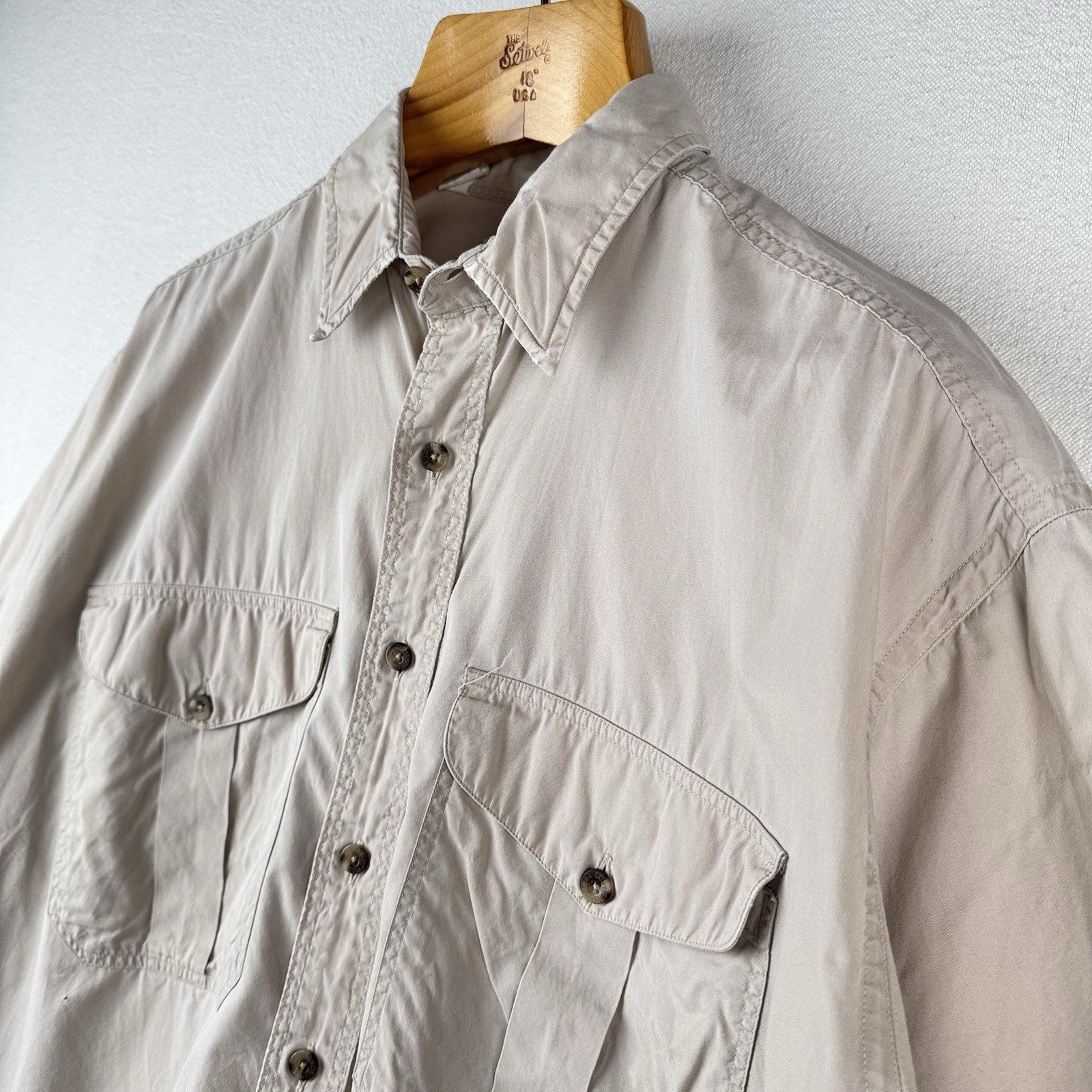Vintage C.C. Filson Khaki Short Sleeve Camp Shirt Men’s Large Button Up Made USA