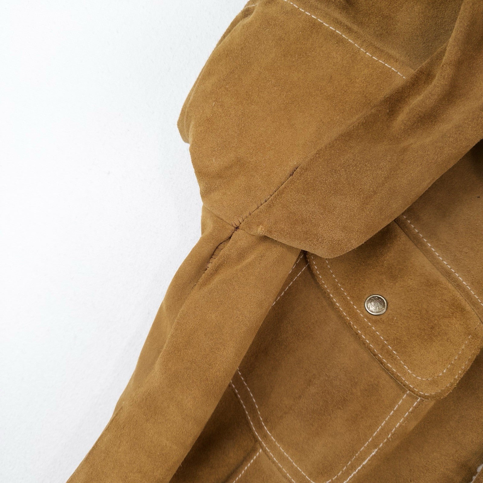 70’s Vtg Towncraft Shearling Suede Jacket Men’s Western Ranch Sheepskin 46R USA