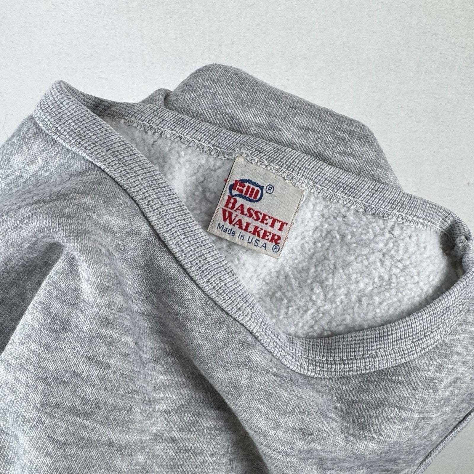 70's Vintage Bassett Walker Large Crewneck Sweatshirt Vest Gray Blue Stripes