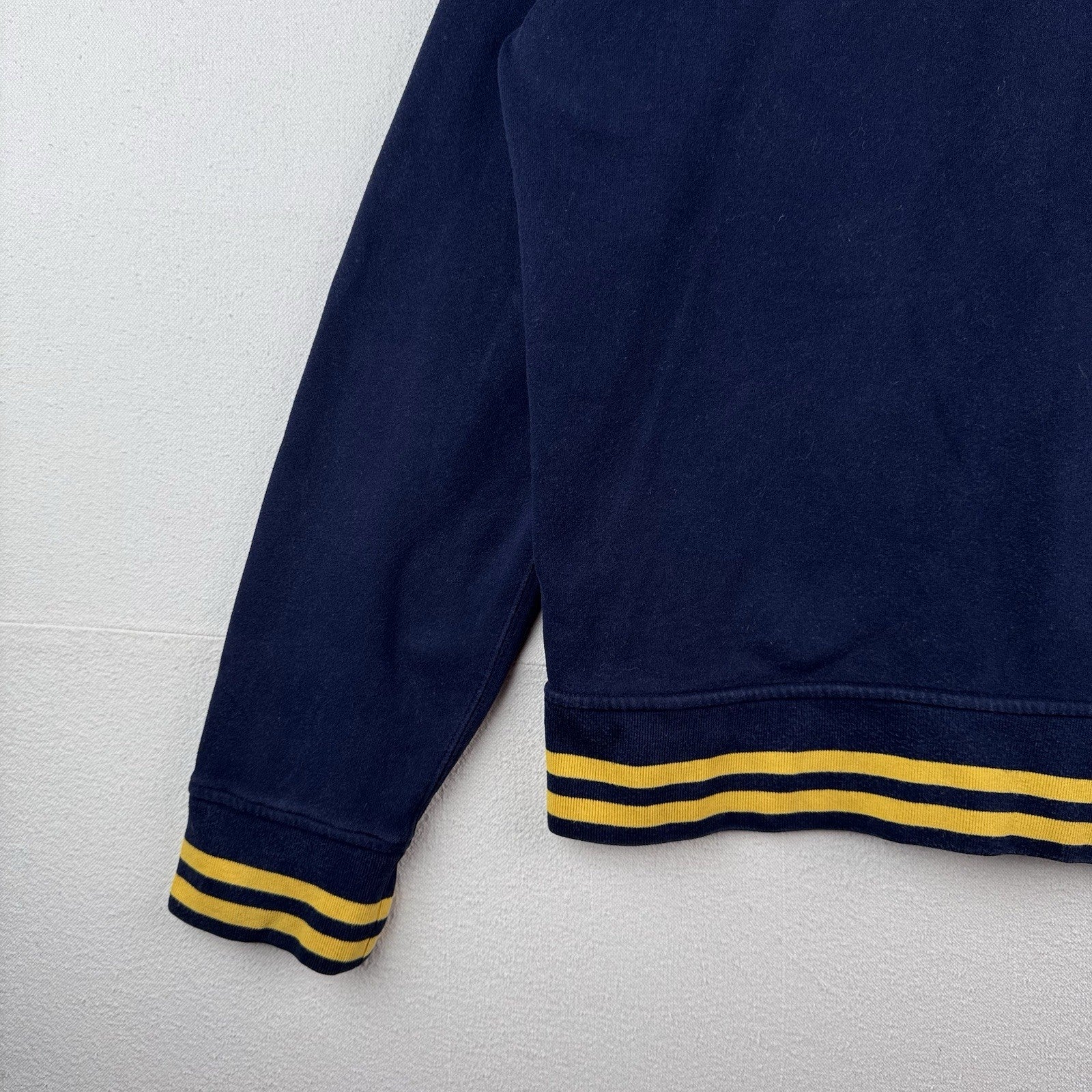 90's Vtg Polo Ralph Lauren Men's XL Fleece Varsity Jacket College Navy Gold Zip