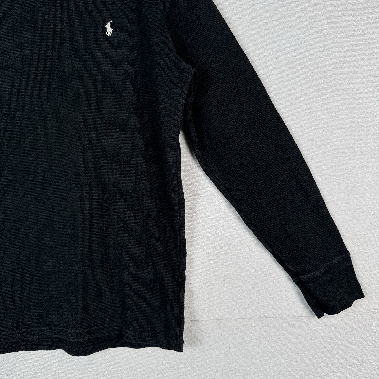 Polo Ralph Lauren Men's Large Thermal Shirt Waffle Knit Black Sleepwear