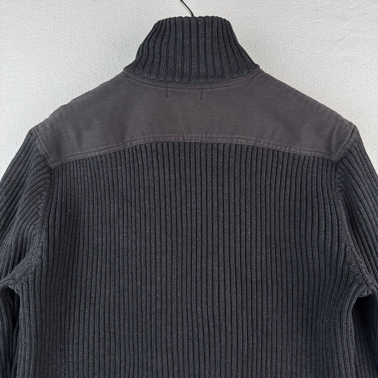 Vtg Polo Jeans Co Ralph Lauren Men’s L Military 1/4 Zip Ribbed Knit Sweater Gray