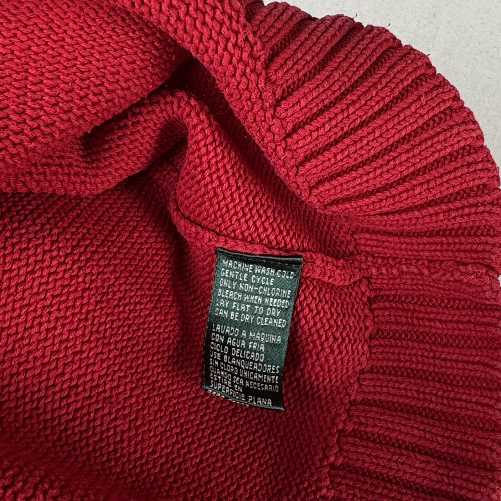 Lauren Ralph Lauren Women’s Red Roll Neck Sweater Cotton Knit Raglan Large