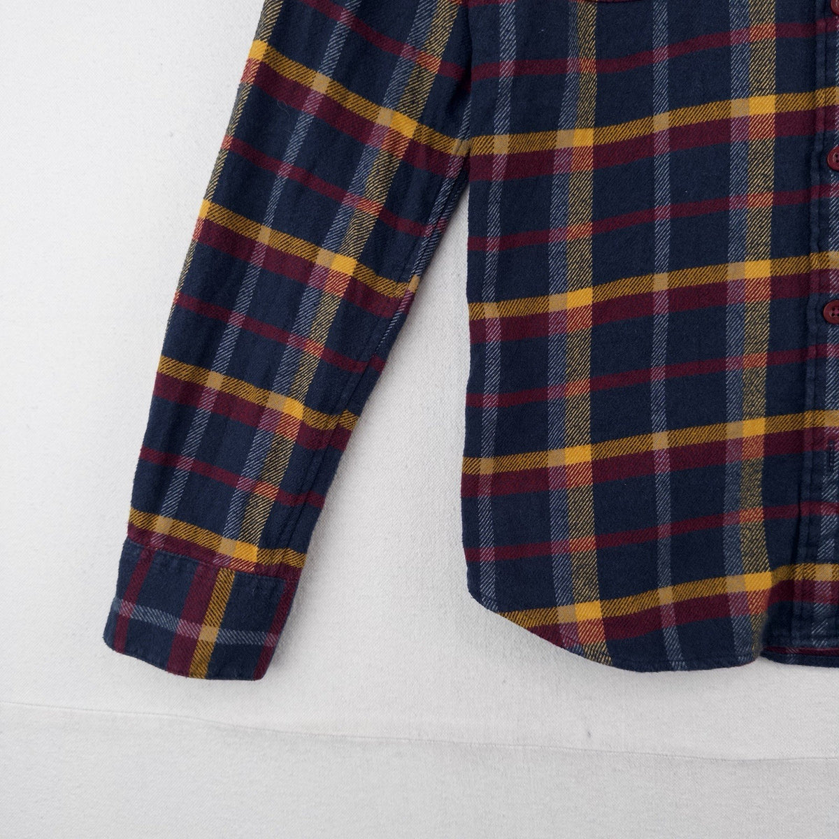 Patagonia Women’s XS Flannel Fjord Utility Shirt Plaid Blue Burgundy Gold