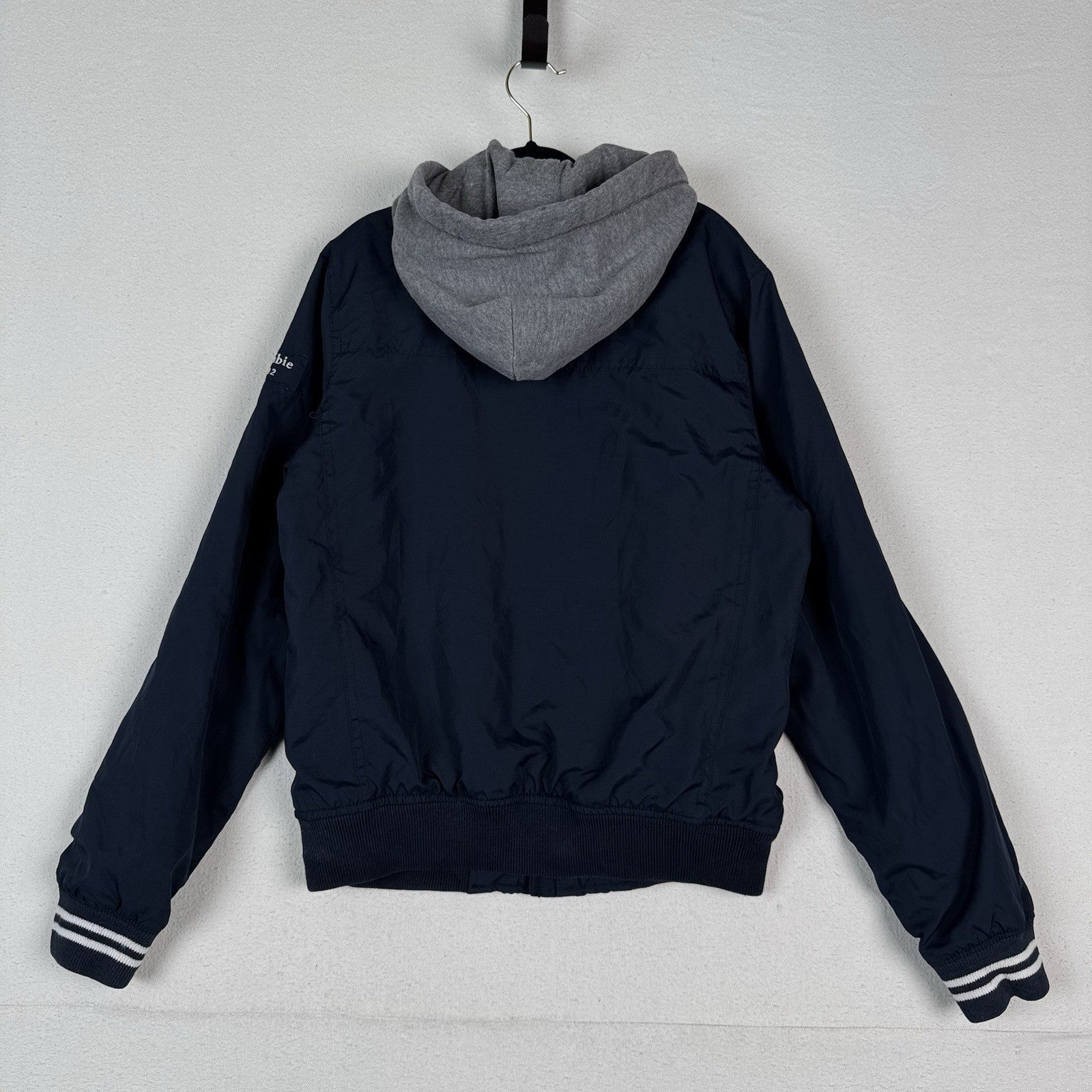 Abercrombie and Fitch Removable Hood Baseball Jacket Blue Boys Youth XL (16)