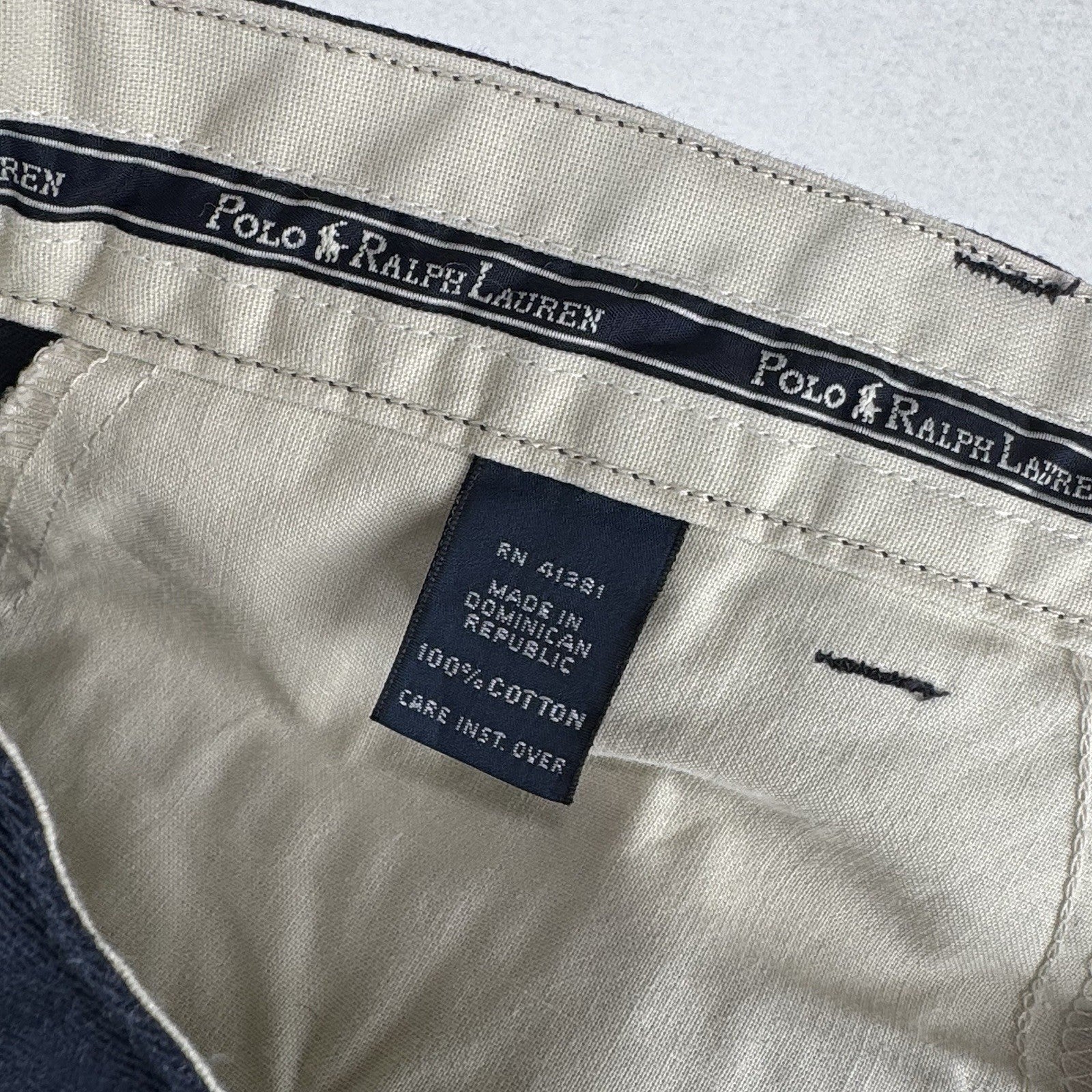 90’s Vtg Polo Ralph Lauren Men’s 36x5.5 Chino Shorts Blue Pleated *Read