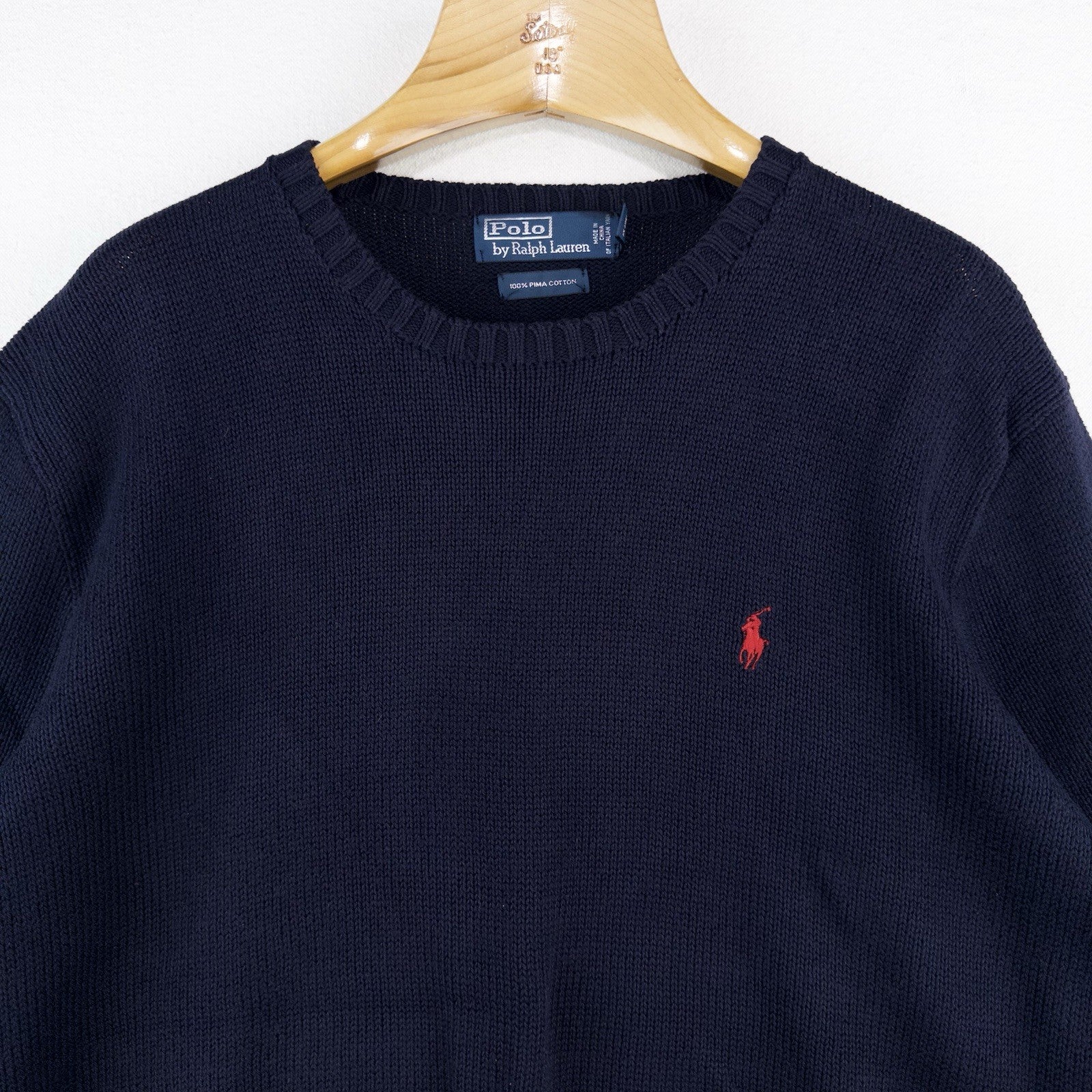 90's Vintage Polo Ralph Lauren Sweater Men's XL Navy Blue Crewneck Pima Cotton