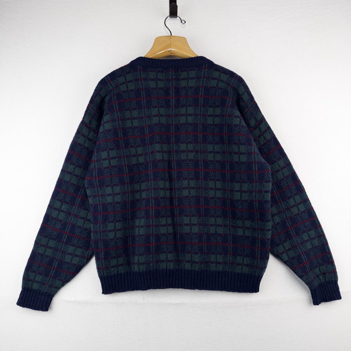 90’s Lands End Tartan Plaid Shetland Wool Cardigan Women’s Large Scotland